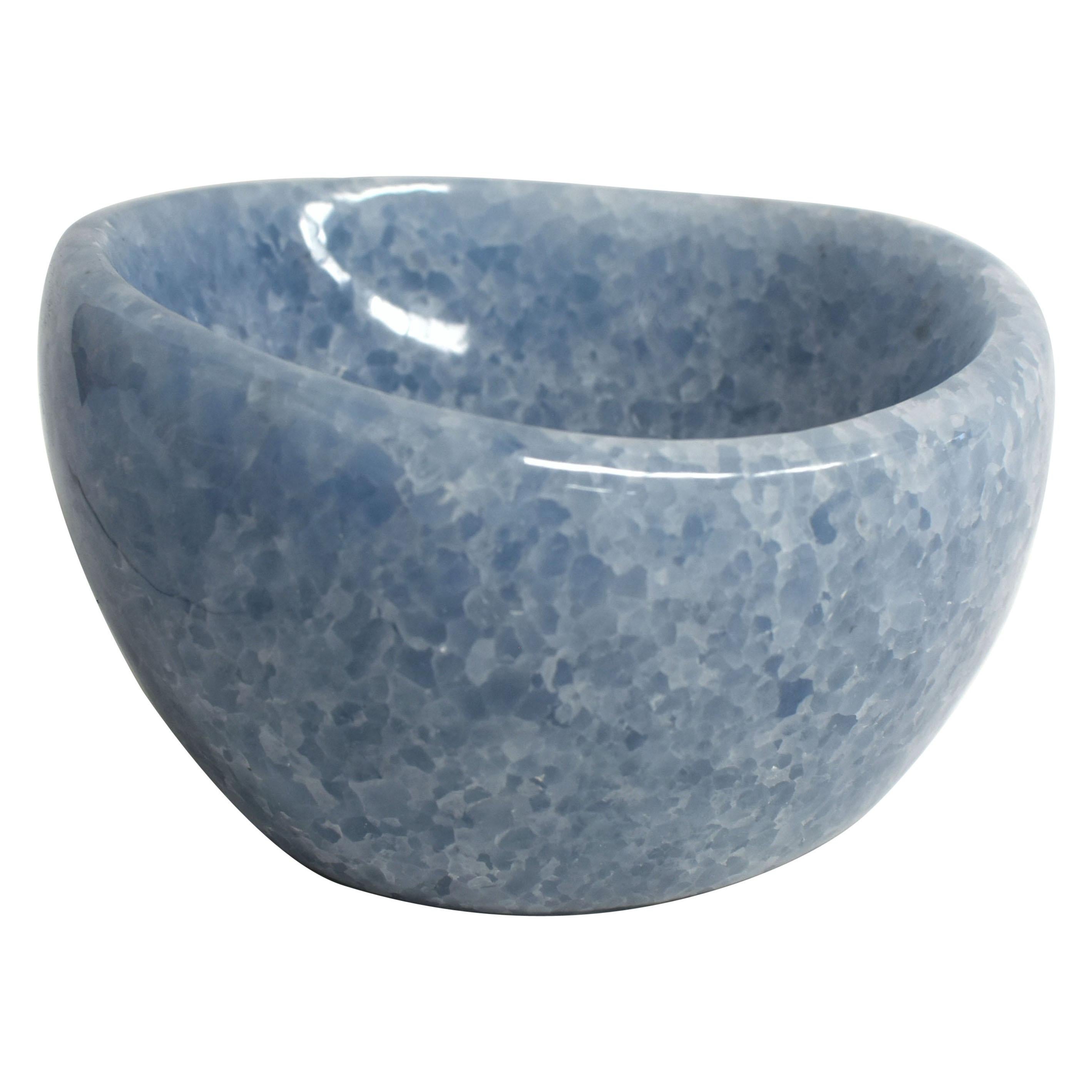 Blue Calcite Bowl 6.6 lb Blue and White For Sale