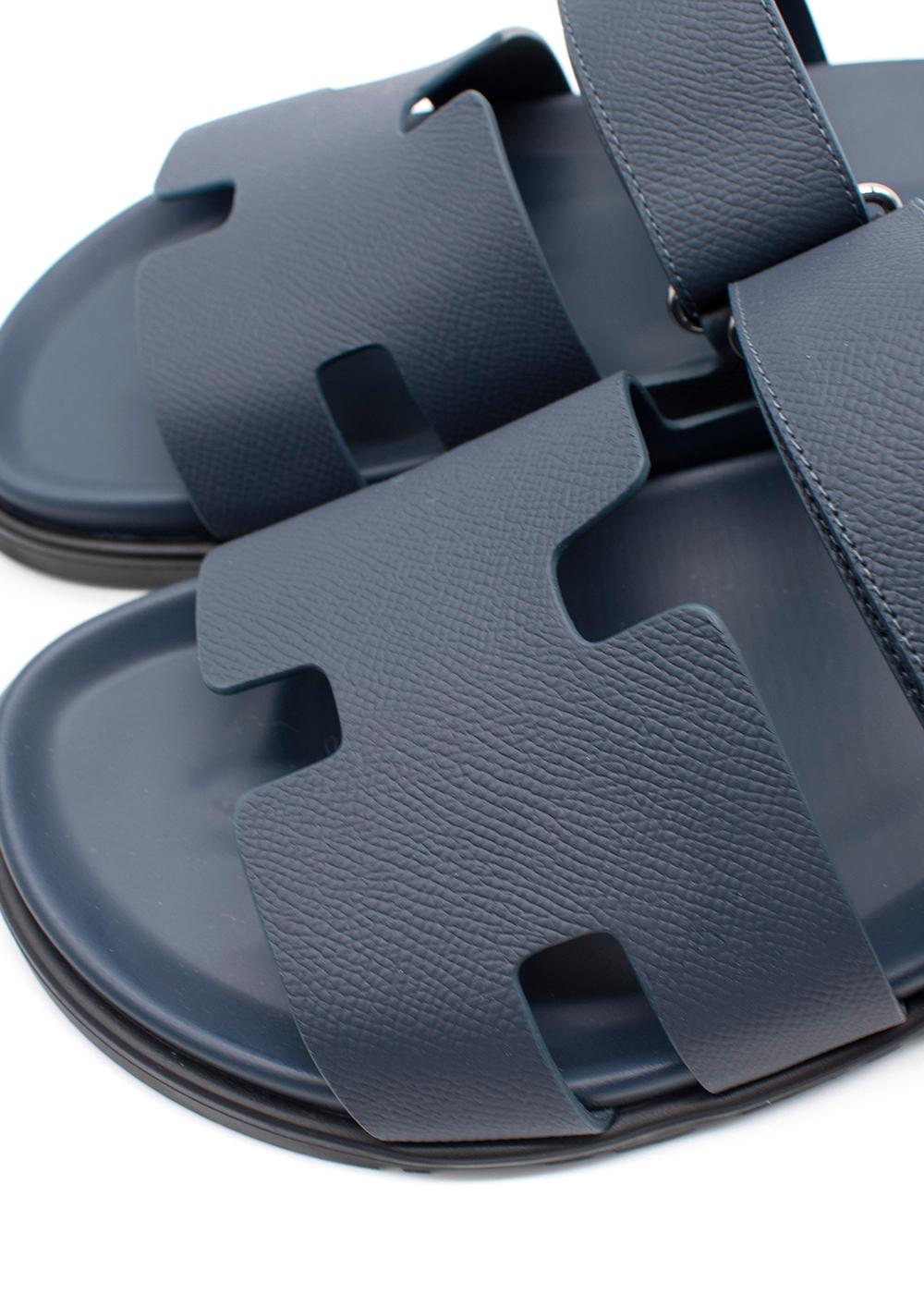 Gray Blue Calfskin Chypre Sandals For Sale