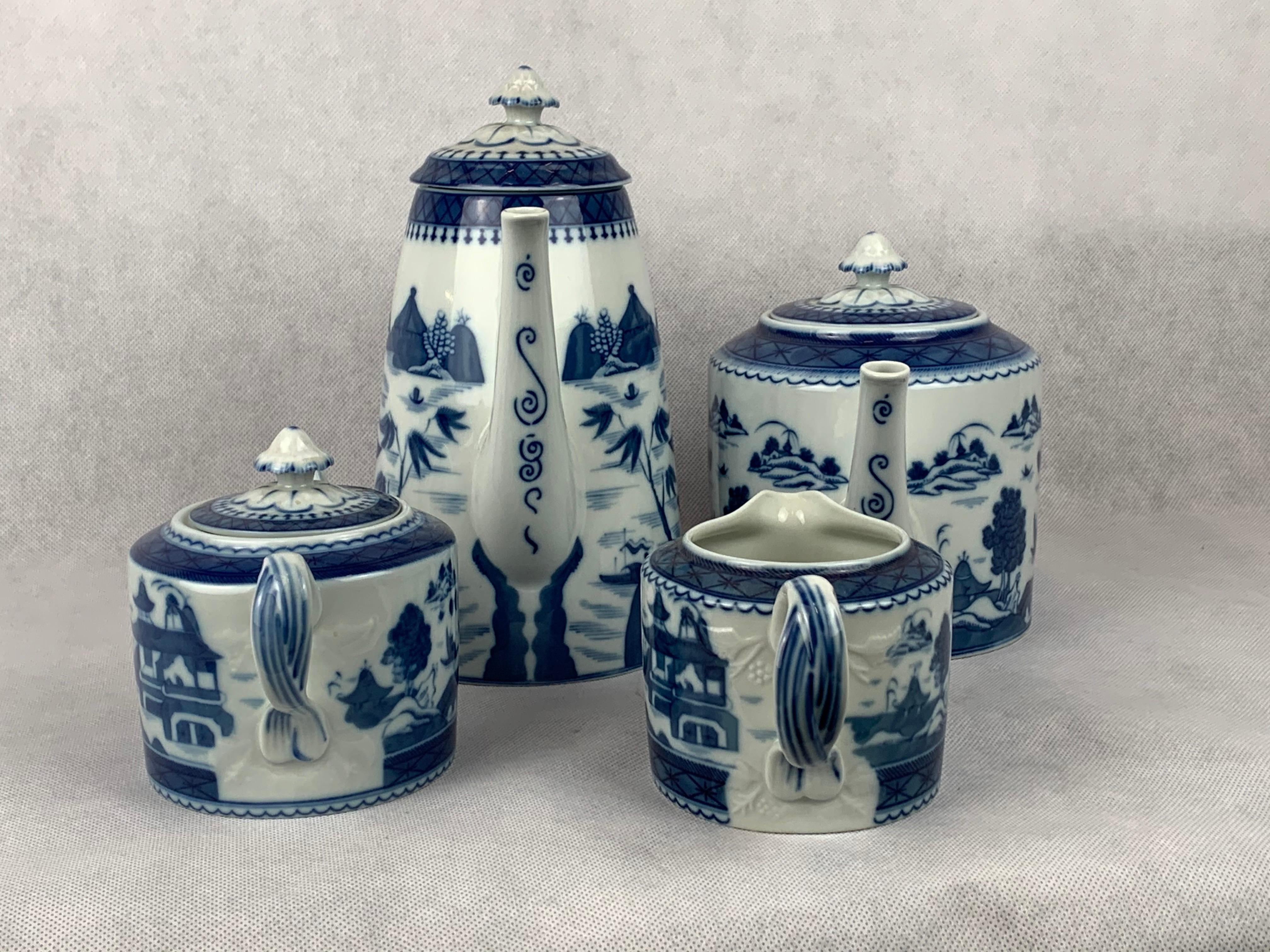 Chinese Export  Vista Alegre Blue Canton Porcelain Coffee/Tea Service for Mottahedeh