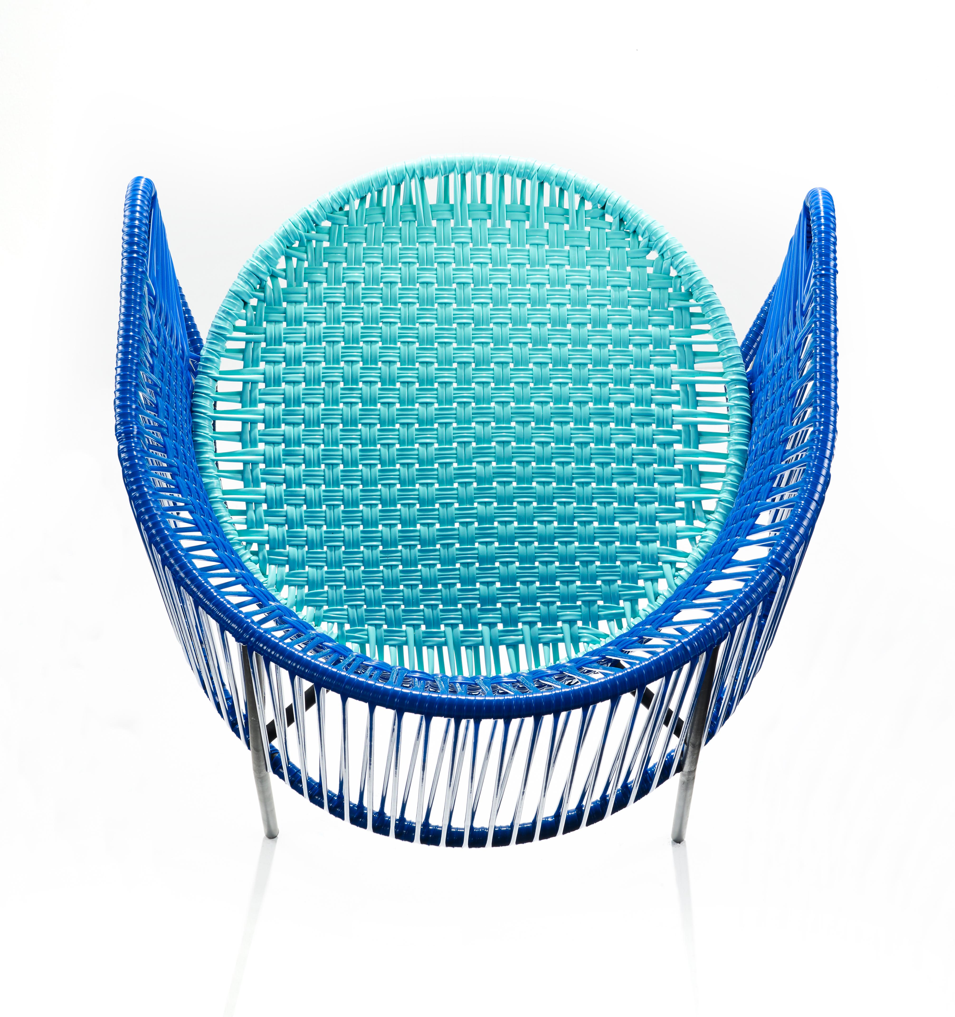 Powder-Coated Blue Caribe Dining Chair by Sebastian Herkner