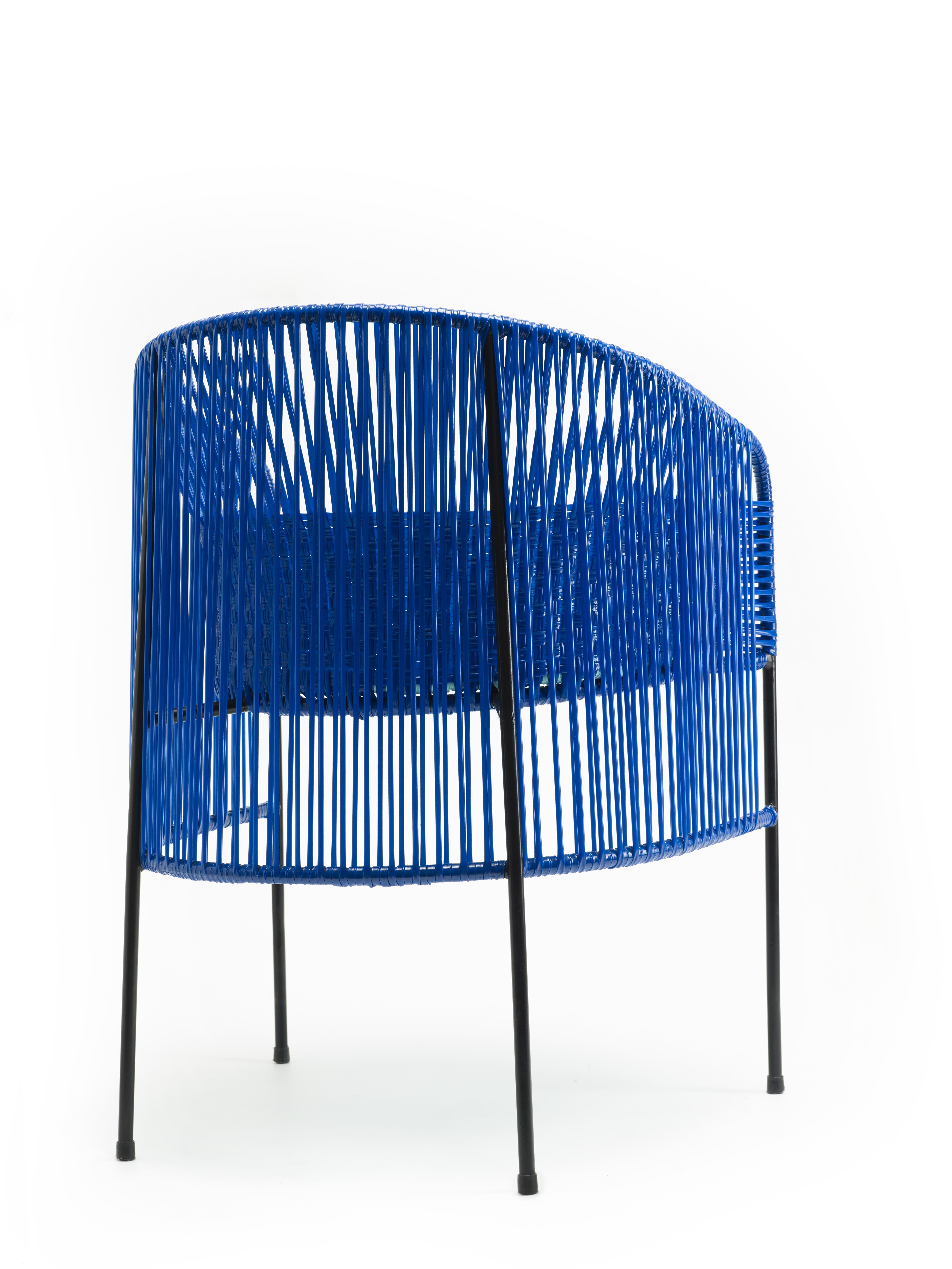 Powder-Coated Blue Caribe Lounge Chair by Sebastian Herkner For Sale