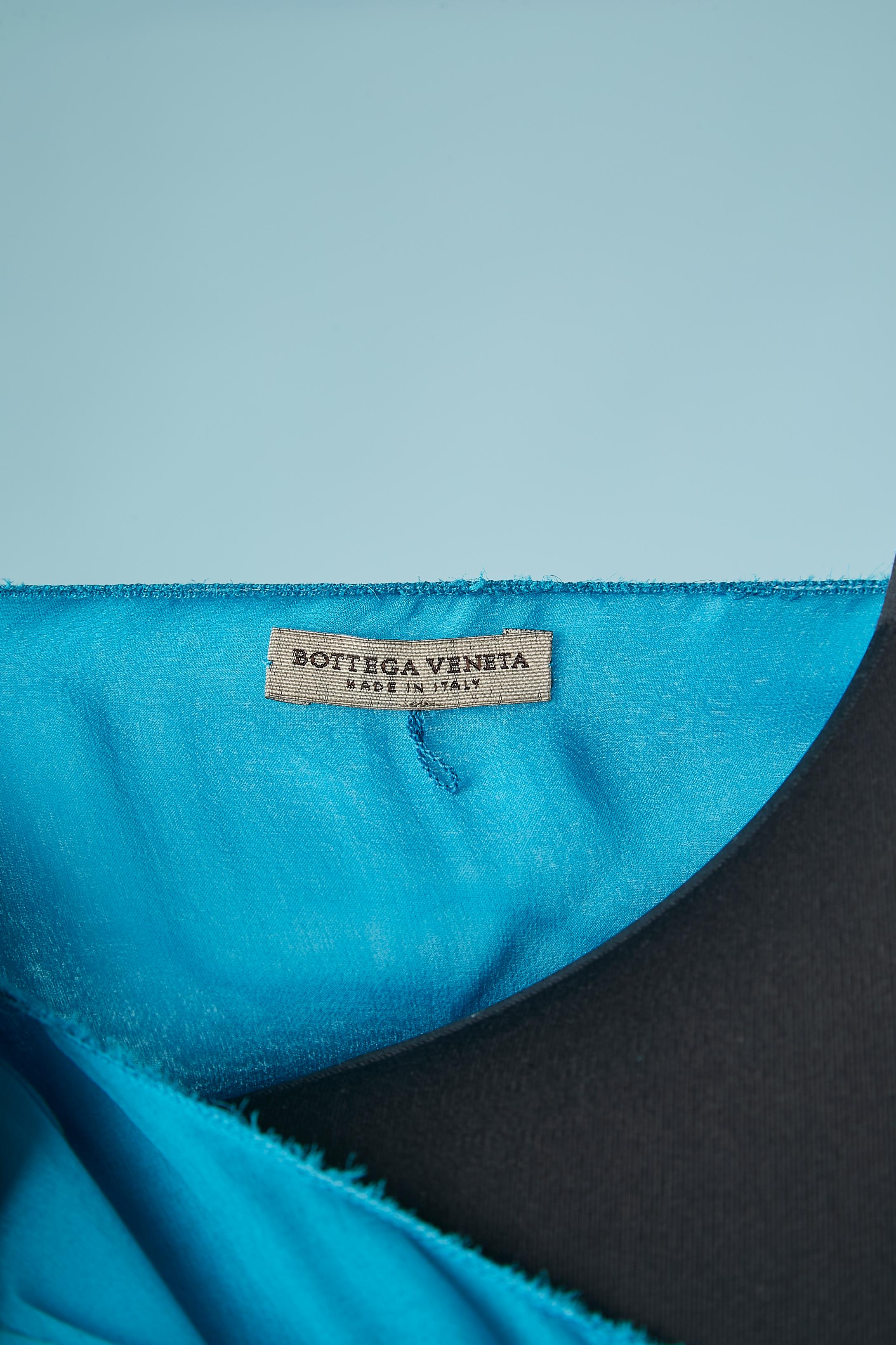 Blue cashmere cardigan and blue silk chiffon dress ensemble Bottega Veneta  For Sale 6