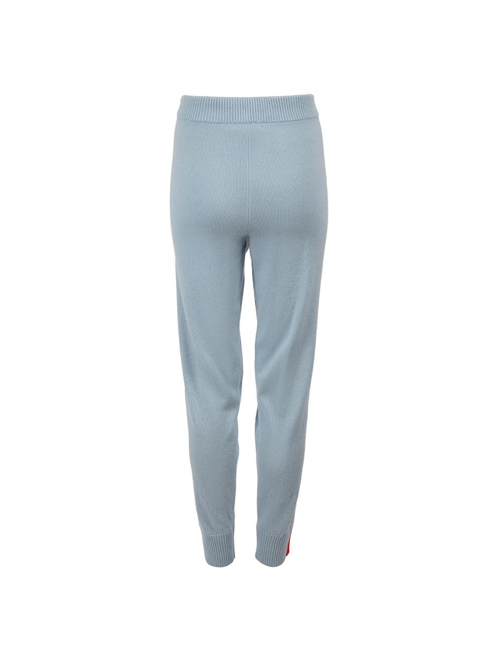 Blue Cashmere Knitted Track Trousers Size M In New Condition In London, GB