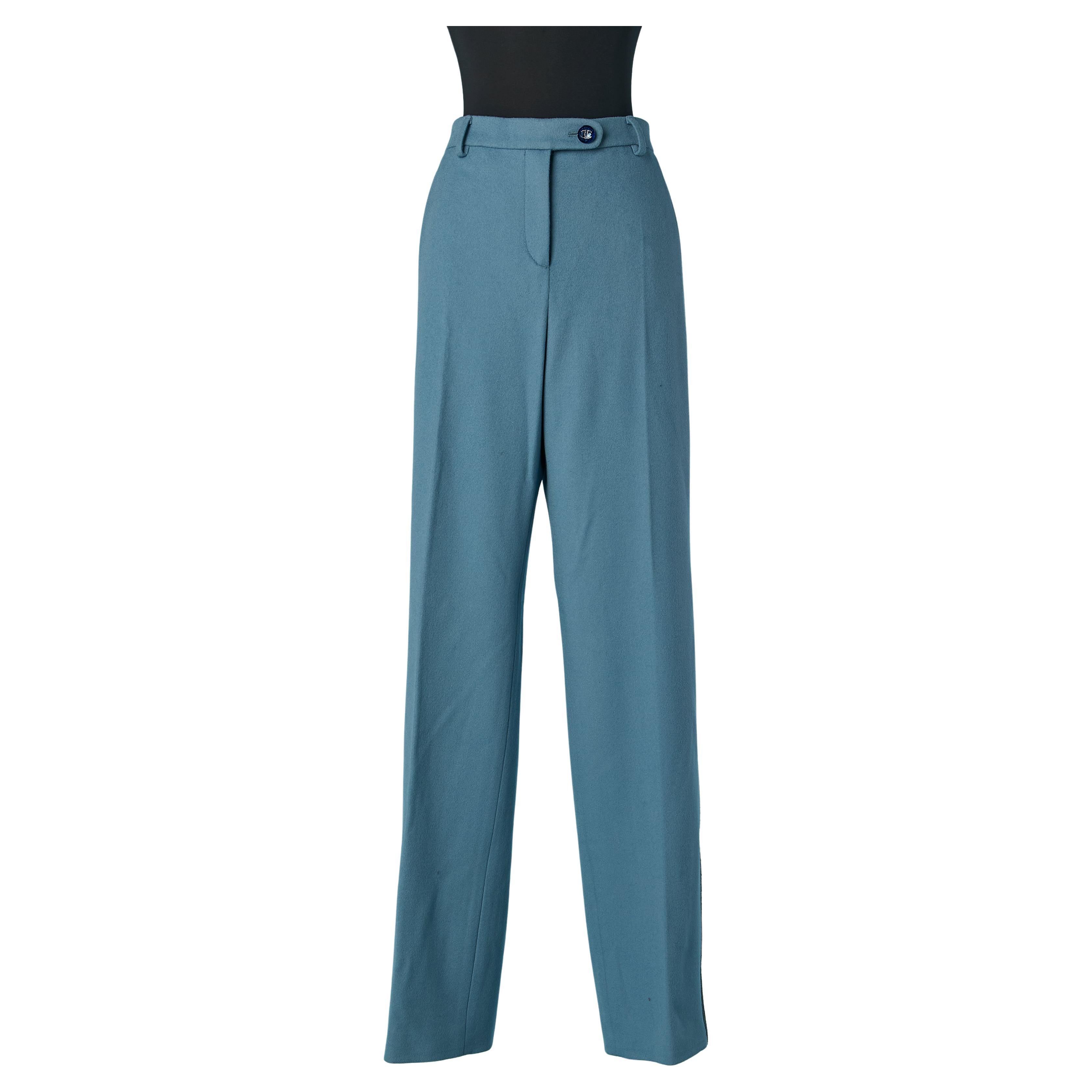 Pantalón azul de cachemira de estilo militar CHANEL en venta