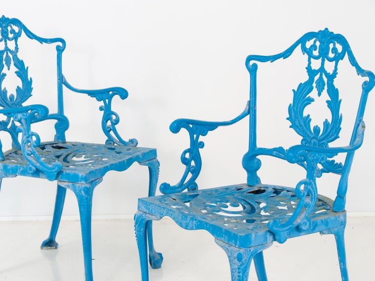 Blue Cast Iron Garden Dining Set at 1stDibs