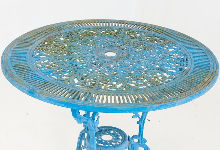 Blue Cast Iron Garden Dining Set at 1stDibs
