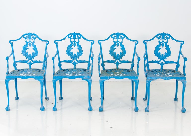 Blue Cast Iron Garden Dining Set at 1stDibs