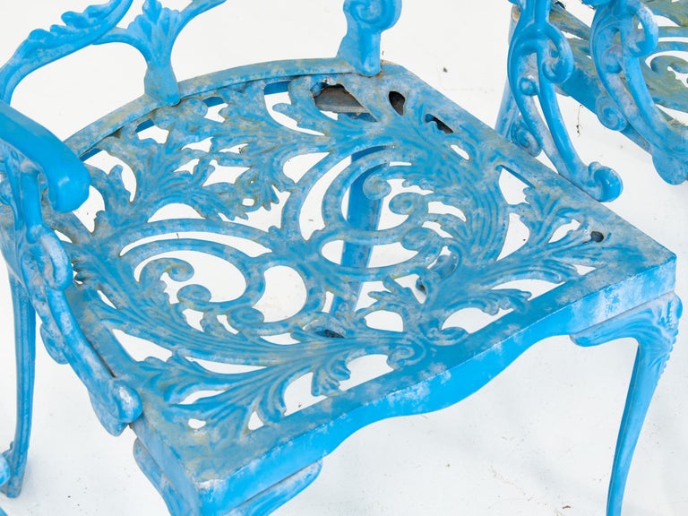 Blue Cast Iron Garden Dining Set at 1stDibs