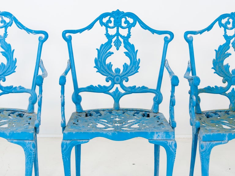 Blue Cast Iron Garden Dining Set at 1stDibs