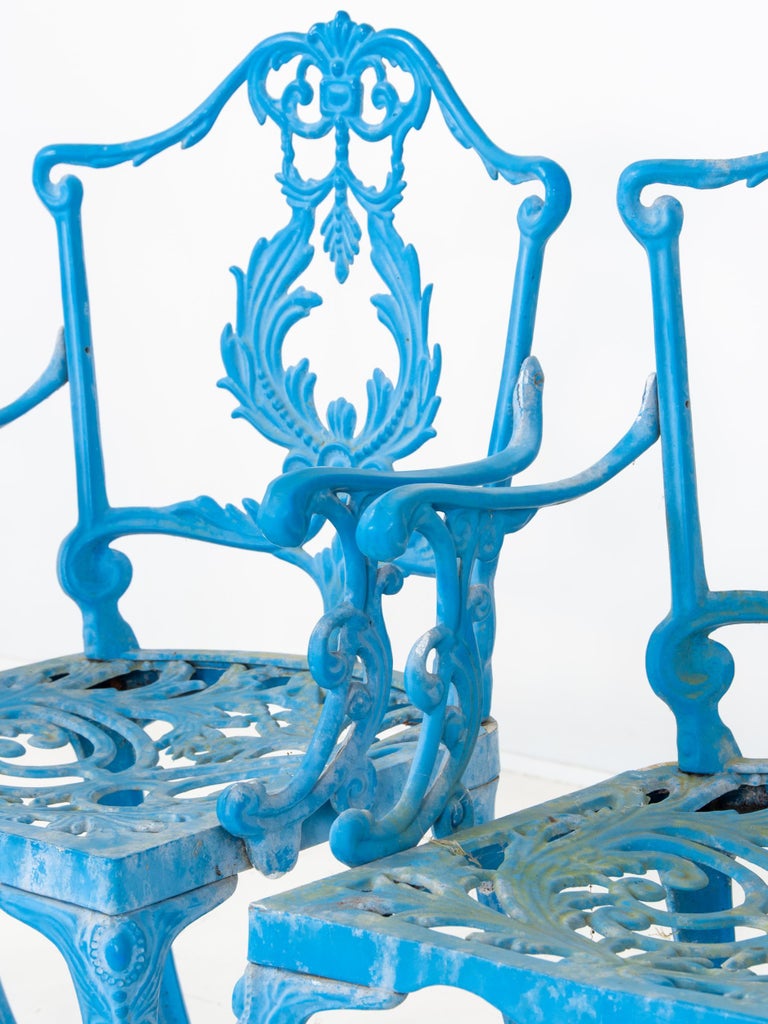 Blue Cast Iron Garden Dining Set at 1stDibs