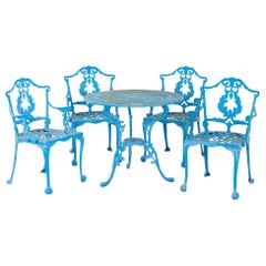 Vintage Blue Cast Iron Garden Dining Set