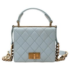 Blaues Kaviarleder Trendy Reissue Mini Top Handle Bag