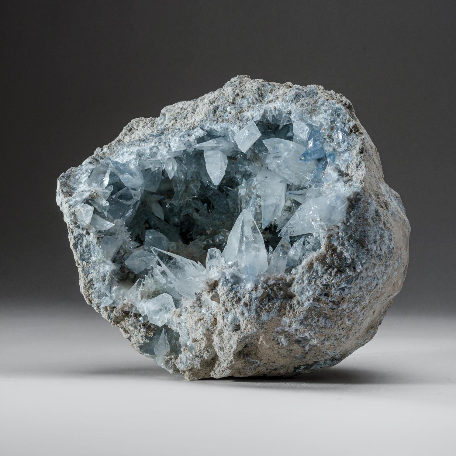 Blue Celestite Cluster From Sankoany, Ketsepy Mahajanga, Madagascar (13.5 lbs) In New Condition For Sale In New York, NY