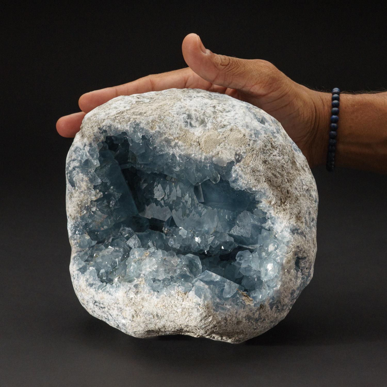 Malagasy Blue Celestite Cluster Geode From Sankoany, Ketsepy Mahajanga, Madagascar (14 lb For Sale