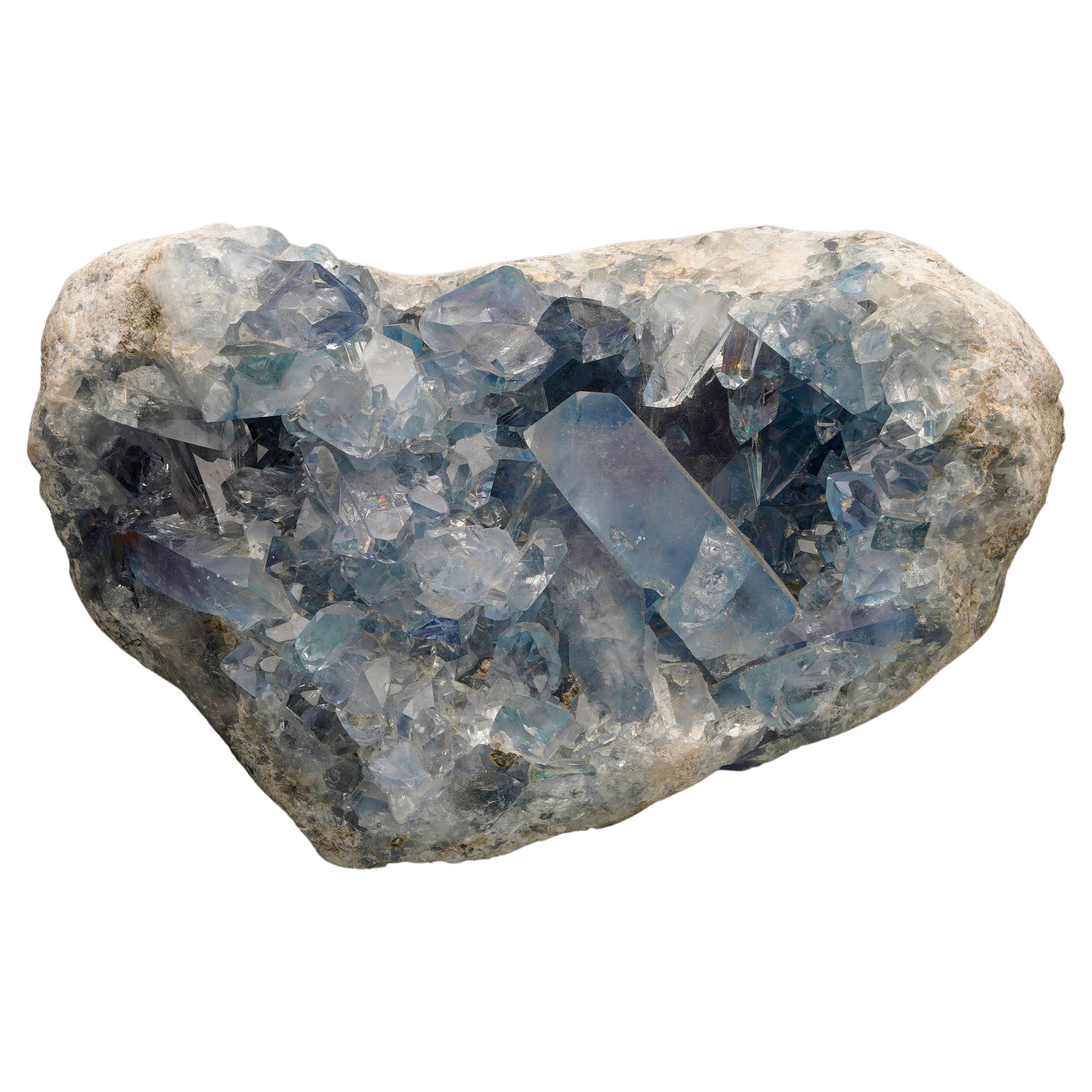 Blue Celestite Geode from Madagascar // 11.5 Lb For Sale