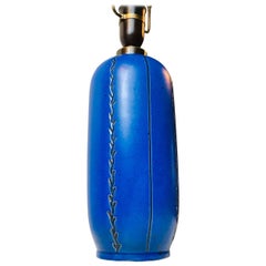 Blue Ceramic Art Deco Table Lamp by Søholm, Denmark, circa 1940