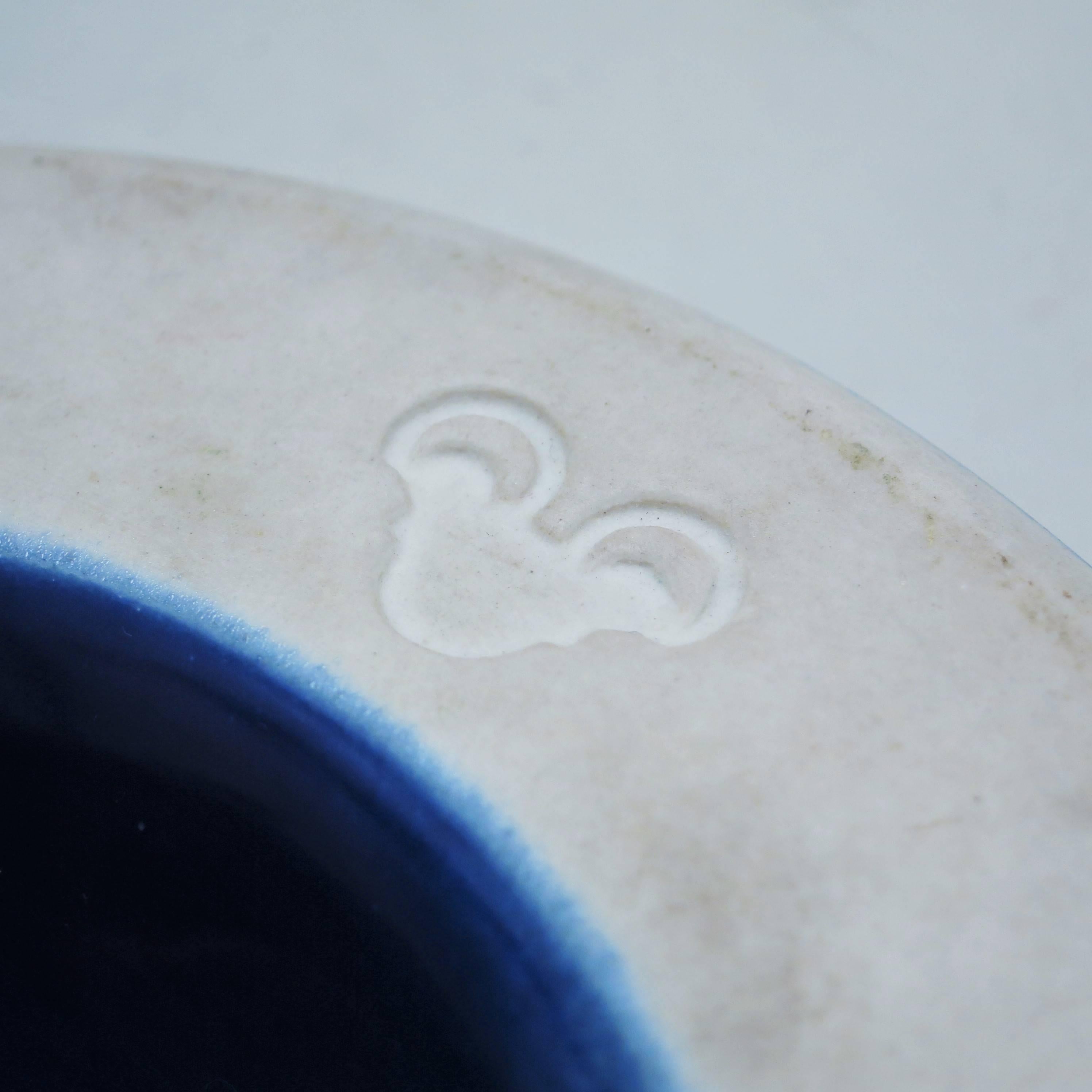 Italian Blue Ceramic Ashtray Brambilla by Angelo Mangiarotti circa 1967 For Sale