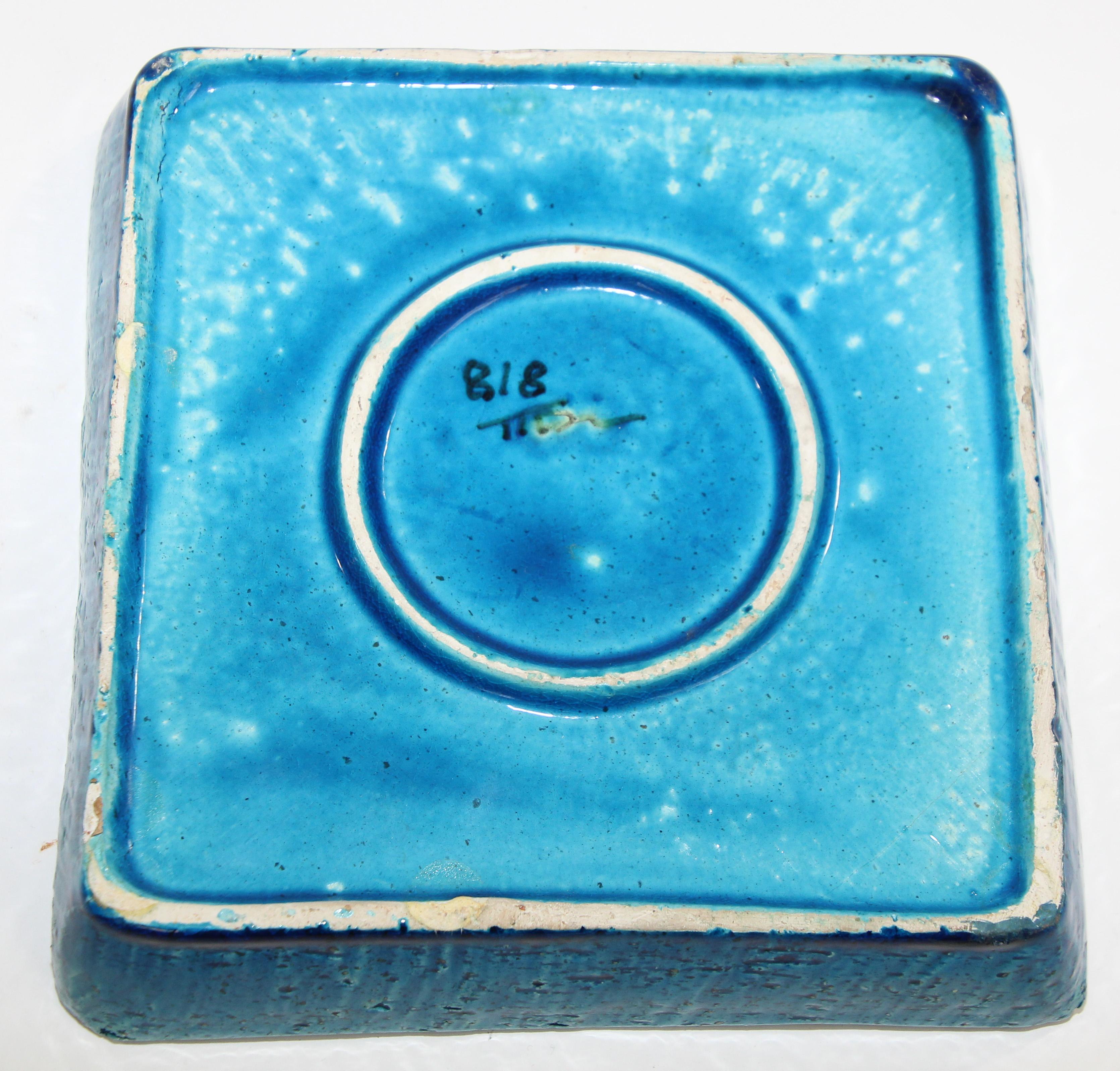 Blue Ceramic Ashtray by Aldo Londi for Bitossi Handcrafted in Italy For Sale 6