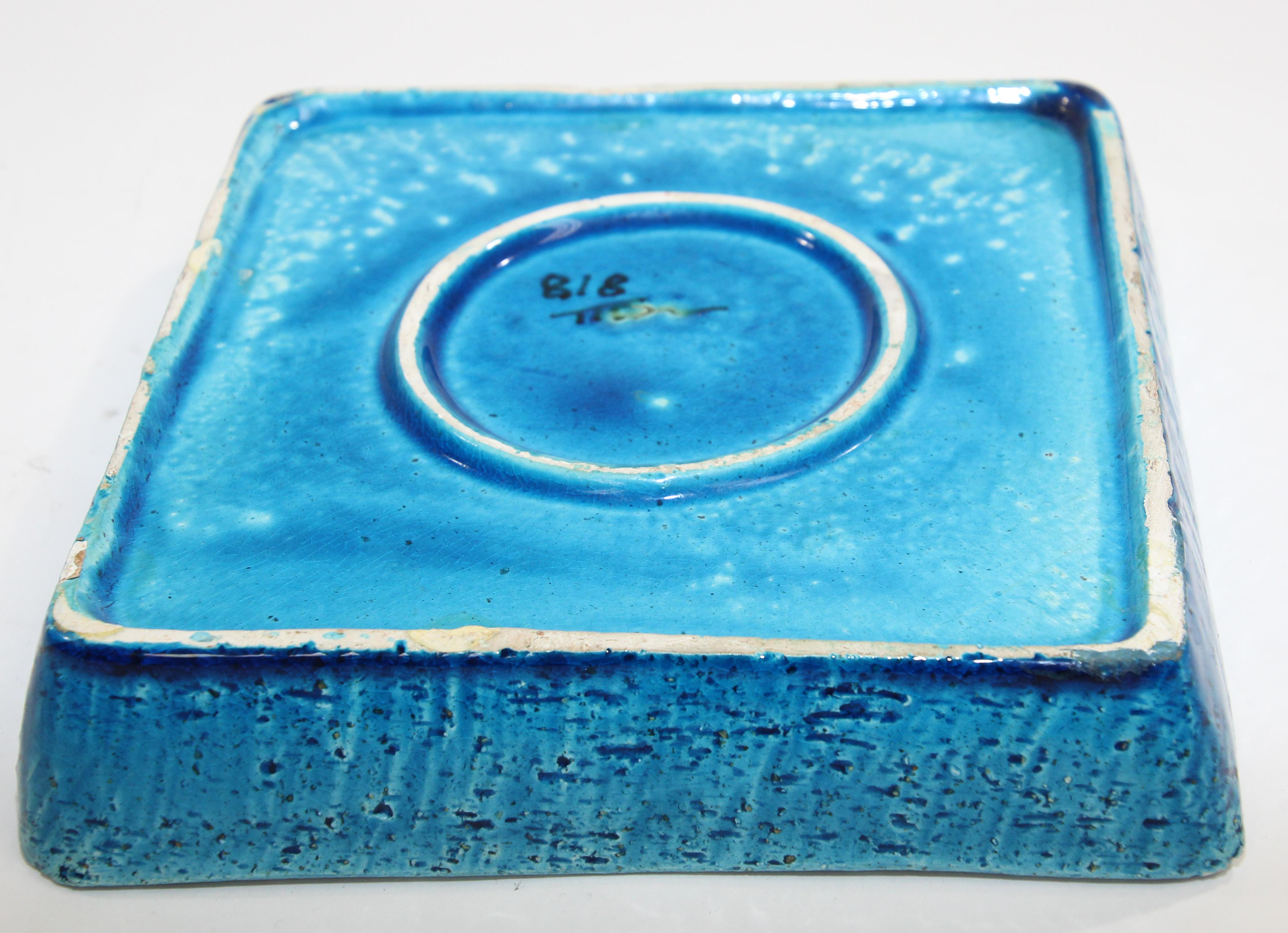 Blue Ceramic Ashtray by Aldo Londi for Bitossi Handcrafted in Italy For Sale 7