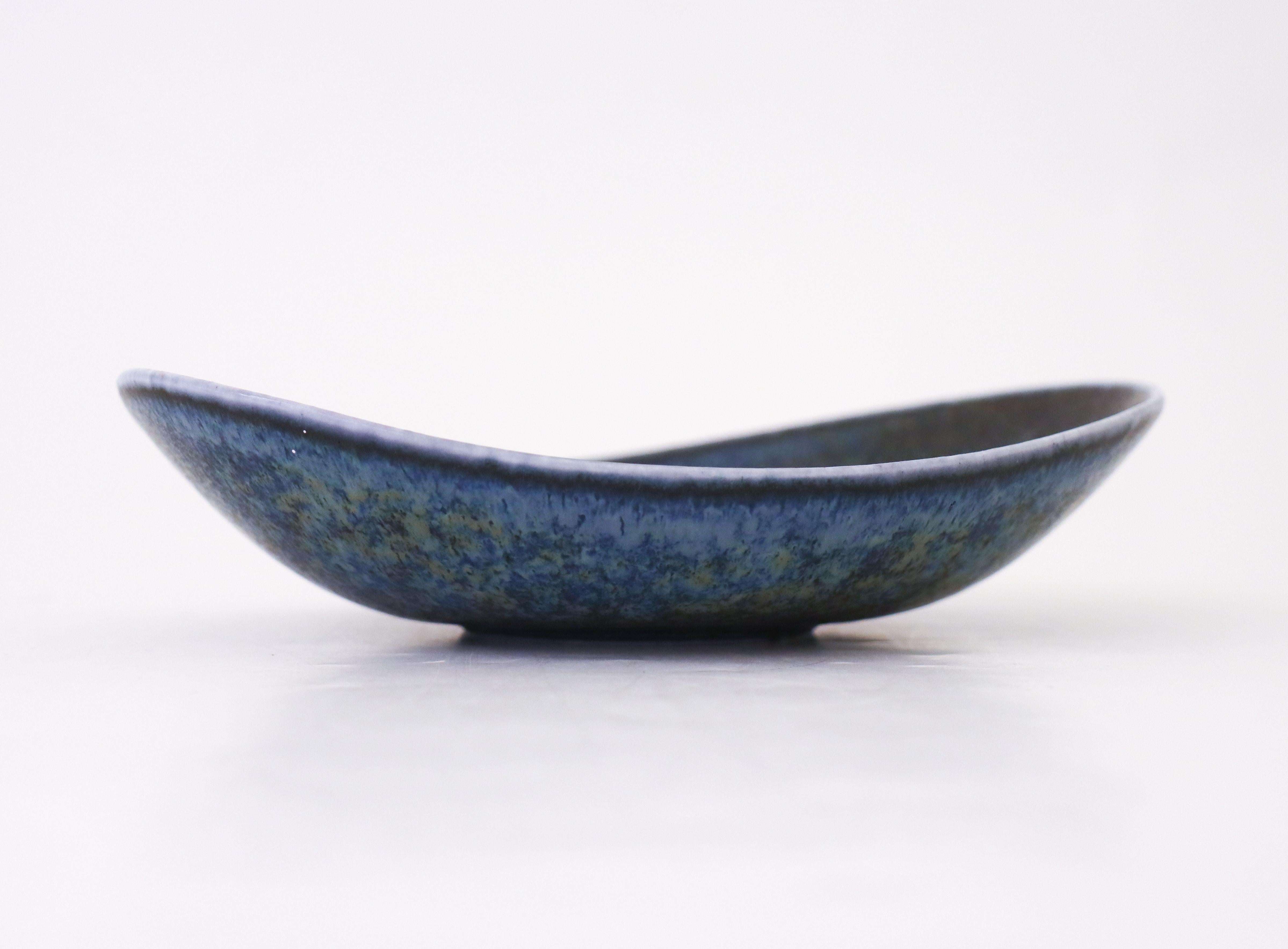 Swedish Blue Ceramic Bowl Carl-Harry Stålhane, Rörstrand, Vintage Midcentury For Sale
