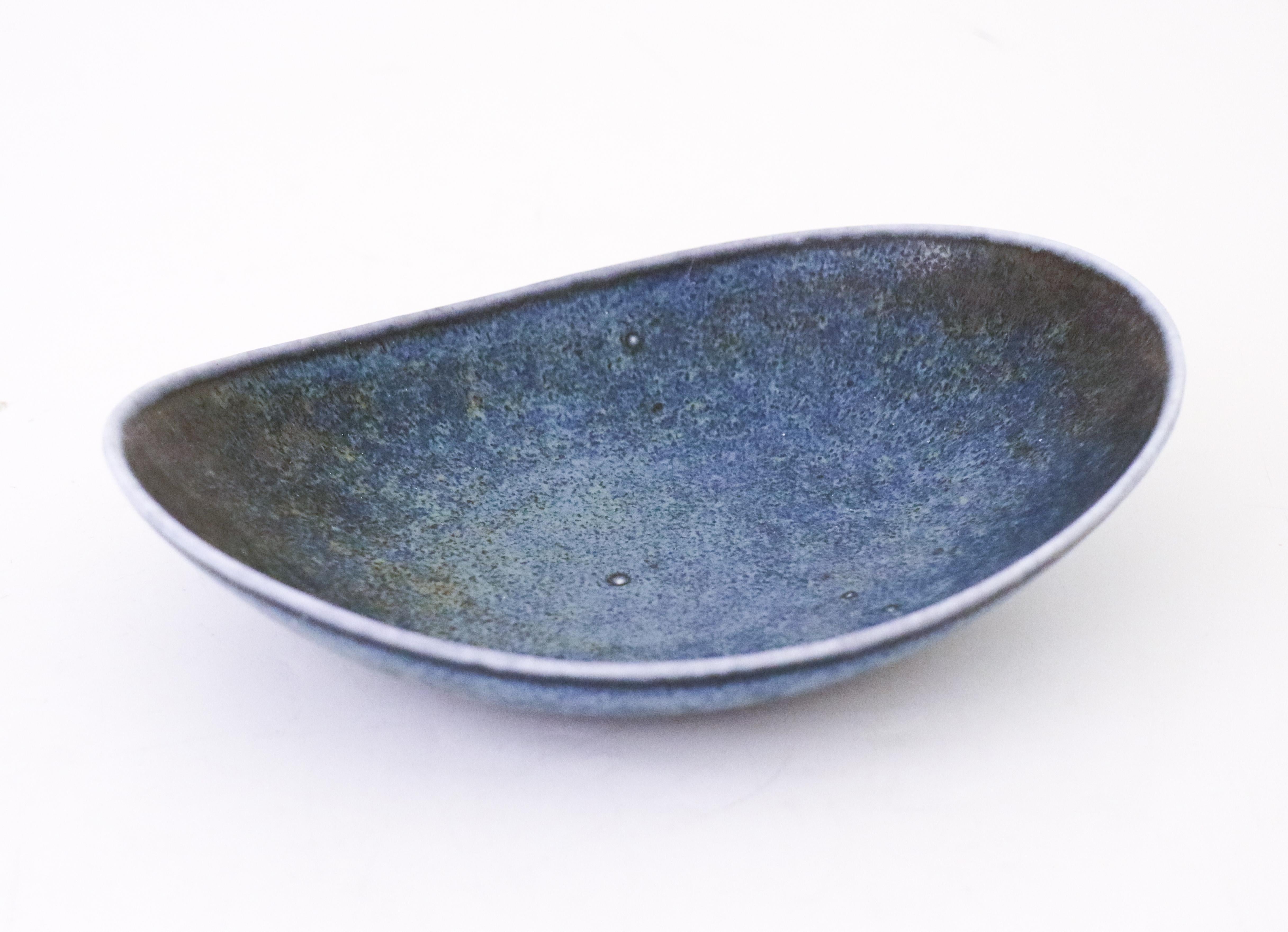 Glazed Blue Ceramic Bowl Carl-Harry Stålhane, Rörstrand, Vintage Midcentury For Sale
