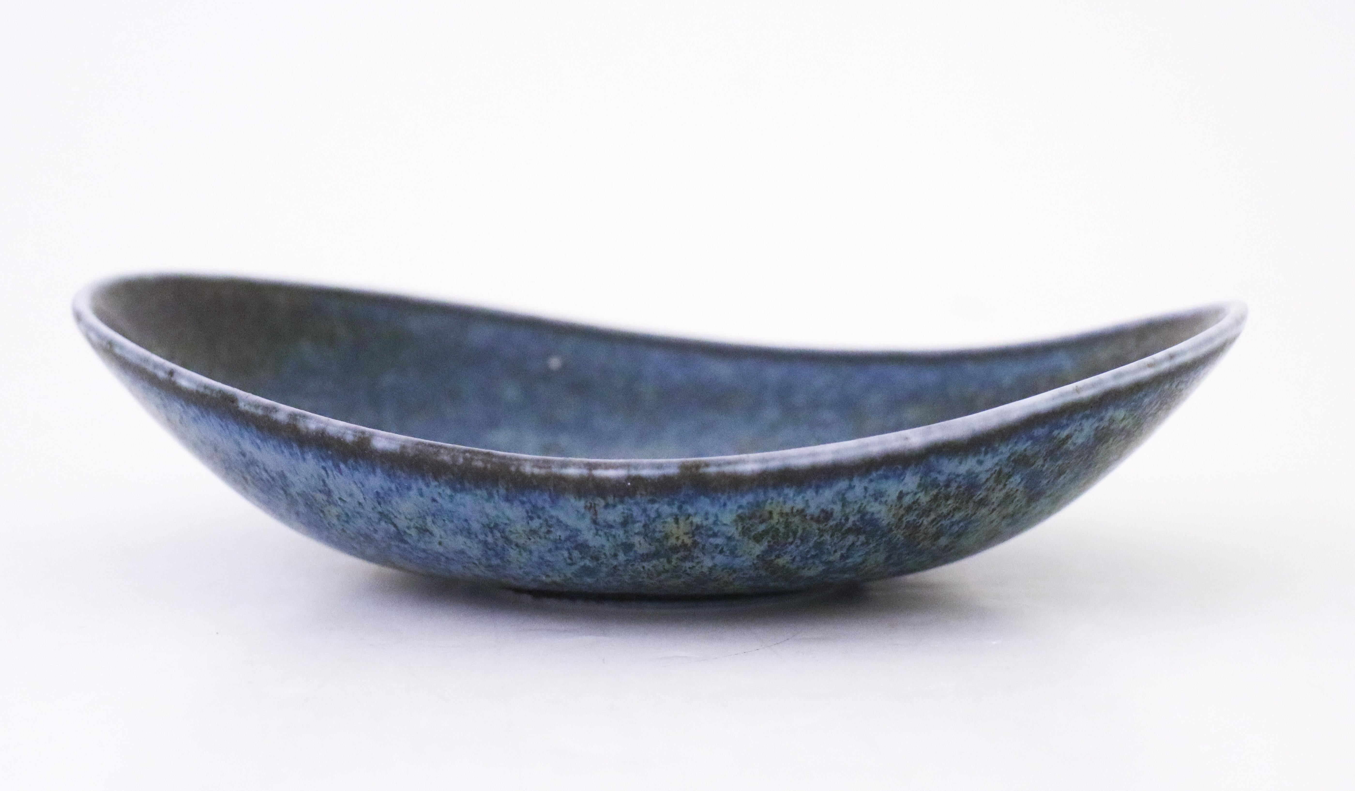 Blue Ceramic Bowl Carl-Harry Stålhane, Rörstrand, Vintage Midcentury In Excellent Condition For Sale In Stockholm, SE