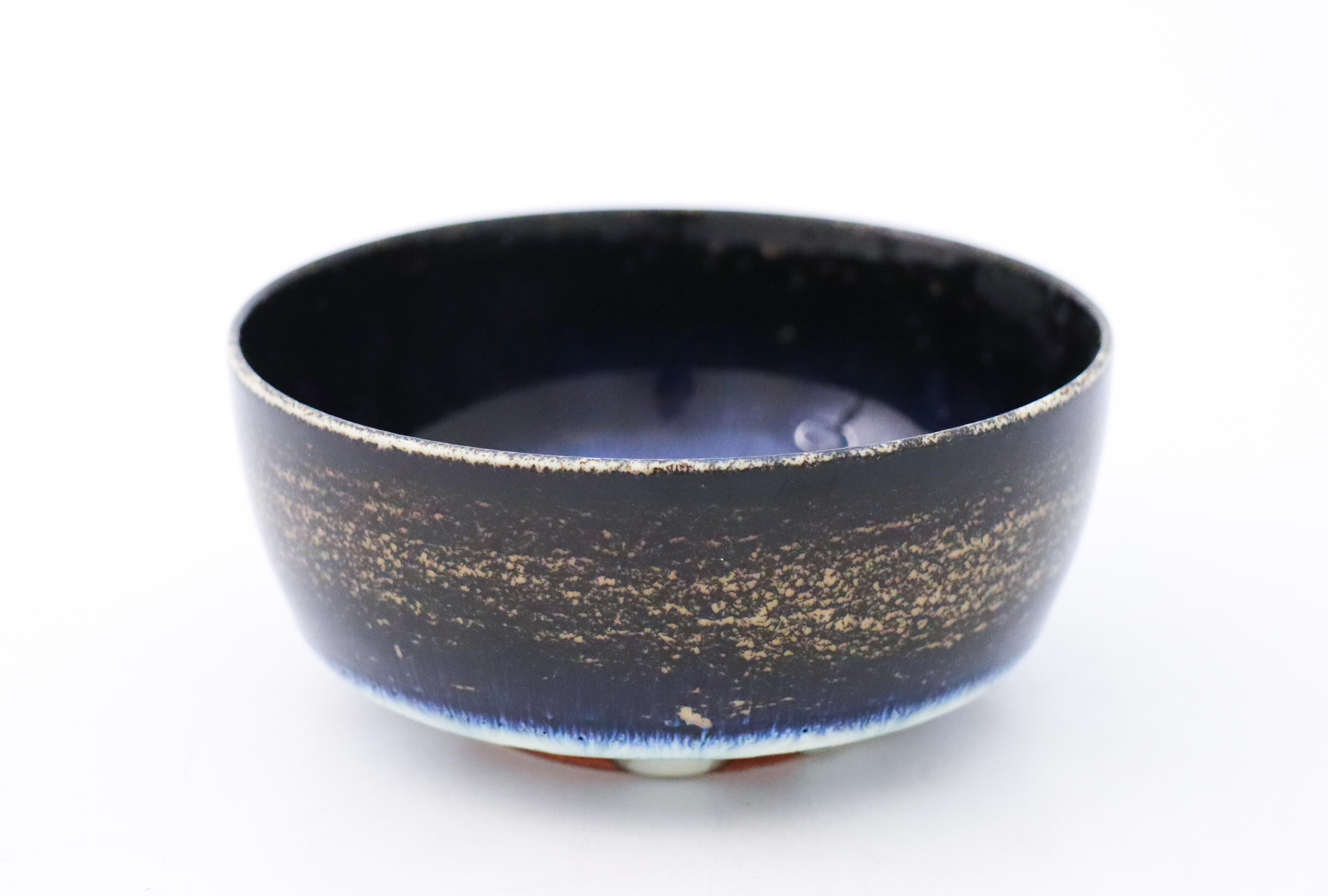 Glazed Blue Ceramic Bowl Carl-Harry Stålhane, Rörstrand, Vintage Midcentury For Sale