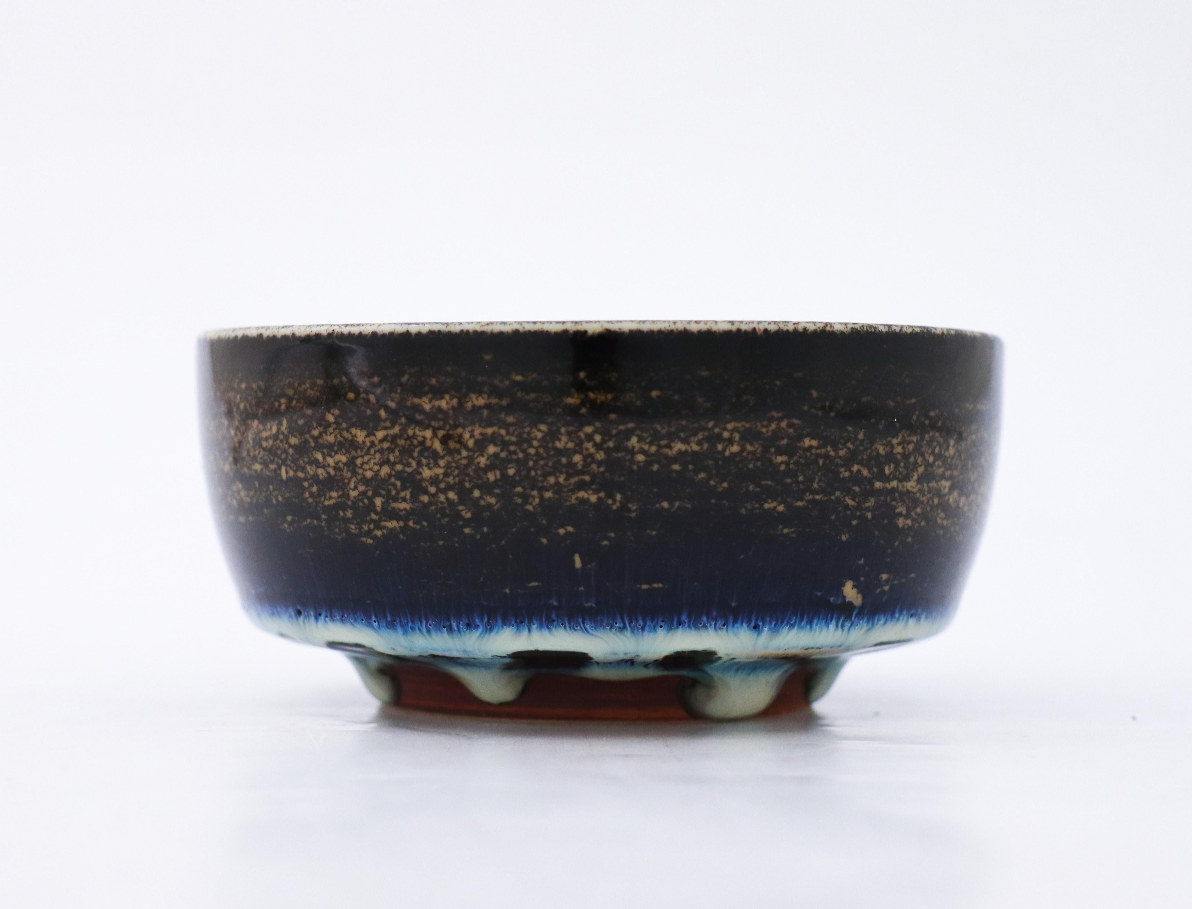 Blue Ceramic Bowl Carl-Harry Stålhane, Rörstrand, Vintage Midcentury In Good Condition For Sale In Stockholm, SE