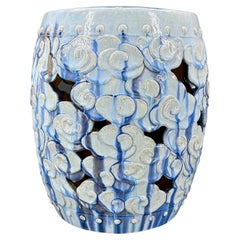 Blue Ceramic Celestial Cloud Garden Stool