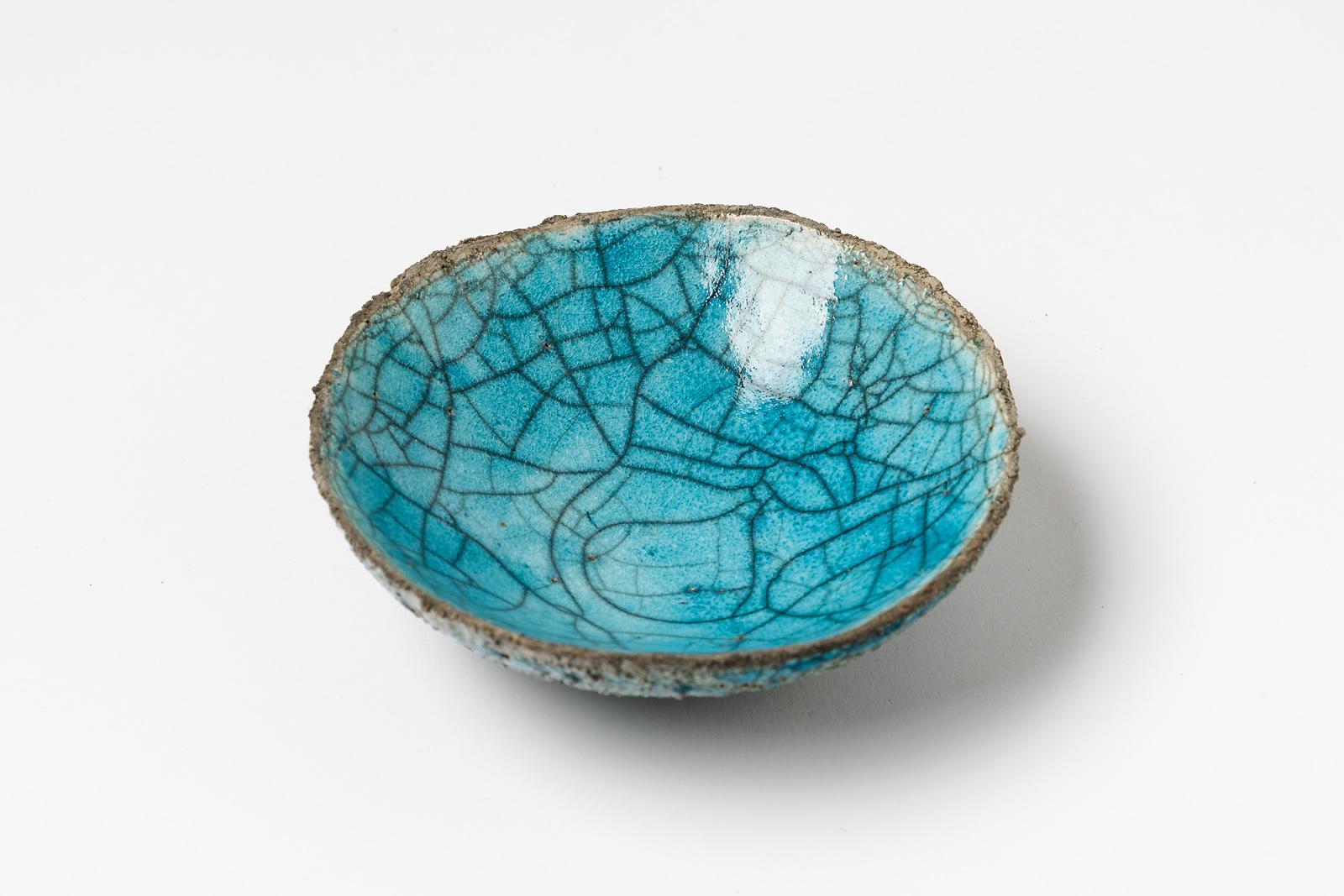 Modern Blue Ceramic Dish or Vide Poche by Genevieve Gay La Borne French Decoration 