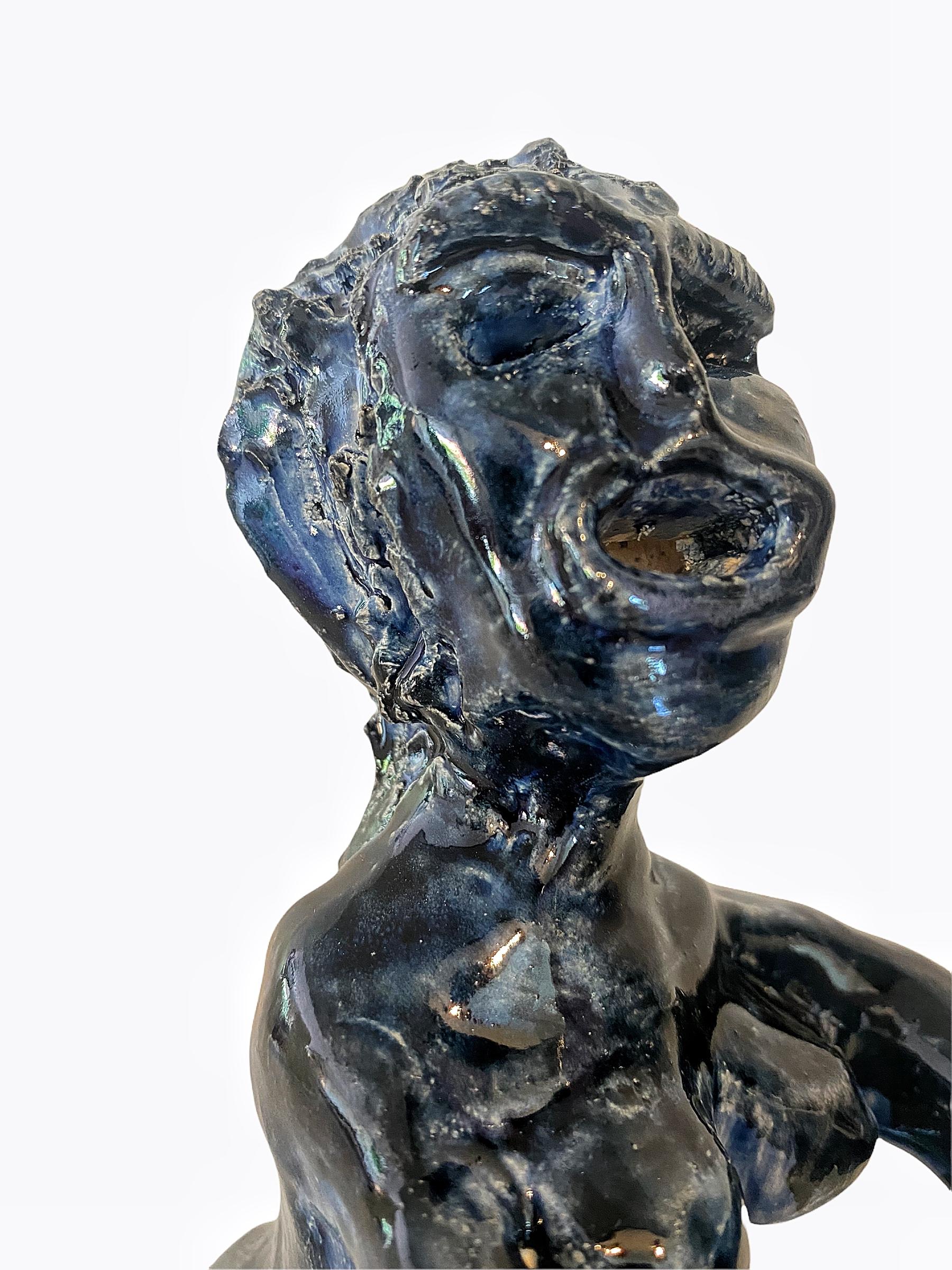 Americano Portacandele in ceramica blu, 21° secolo, di Mattia Biagi in vendita