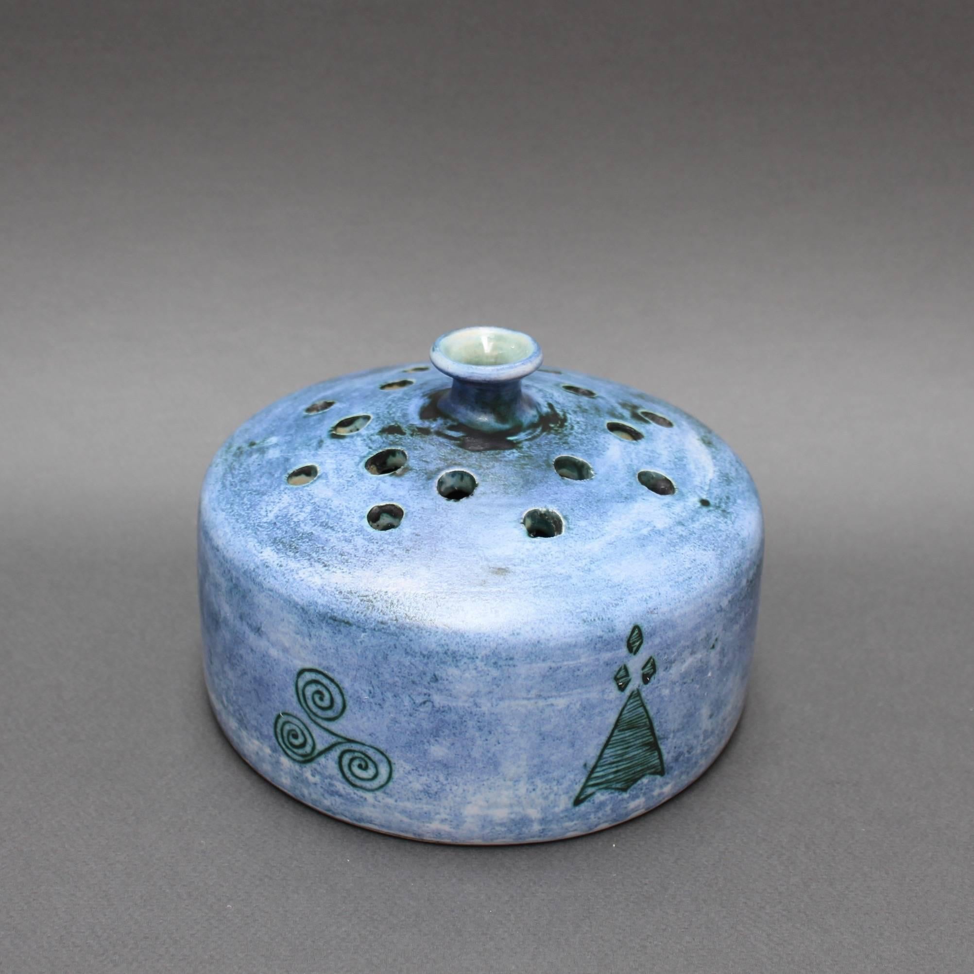 Blue Ceramic Flower Vase by Jacques Blin, circa 1950s 4