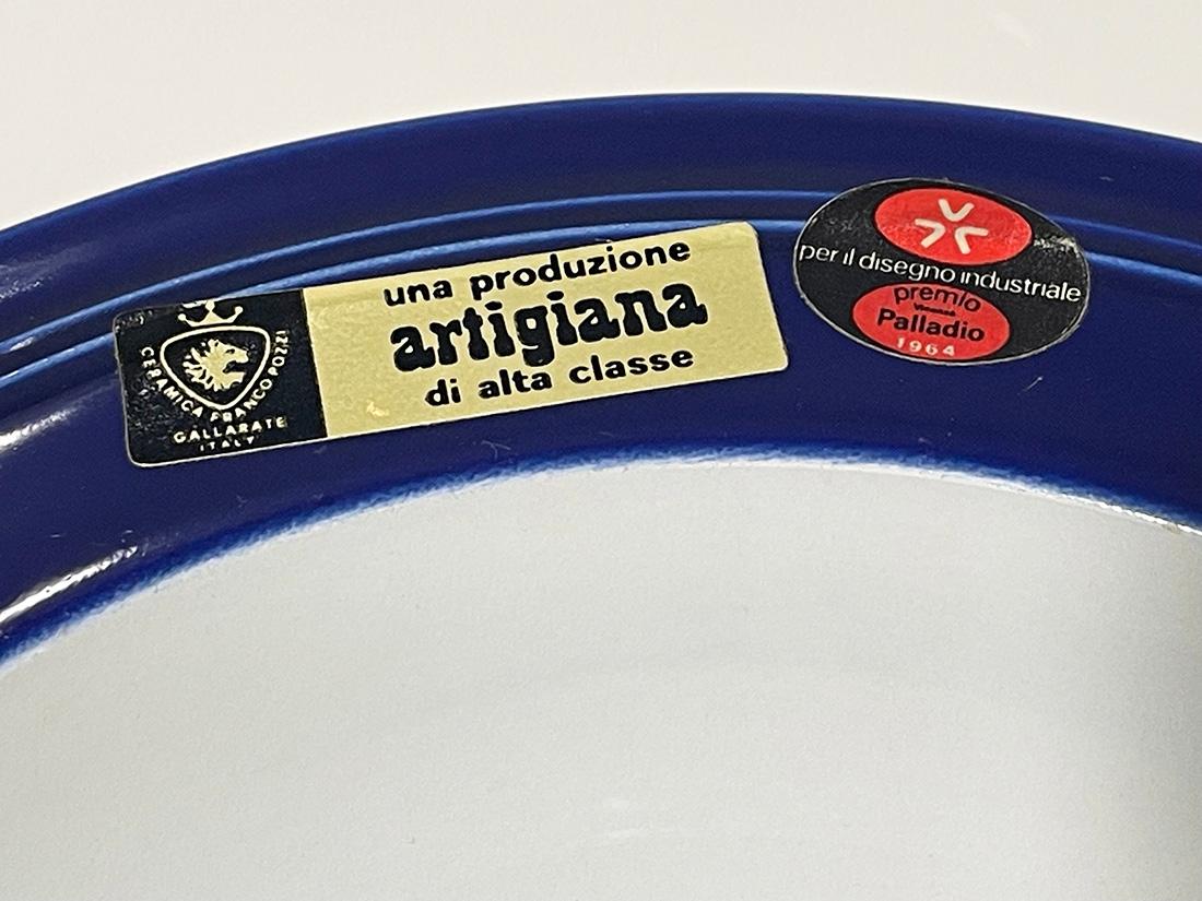 Italian Blue Ceramic Franco Pozzi set, Italy, 1964 For Sale