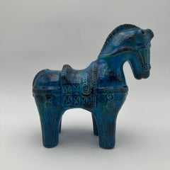 Blue ceramic horse – by Aldo Londi for Bitossi, Rimini series, 1960s
