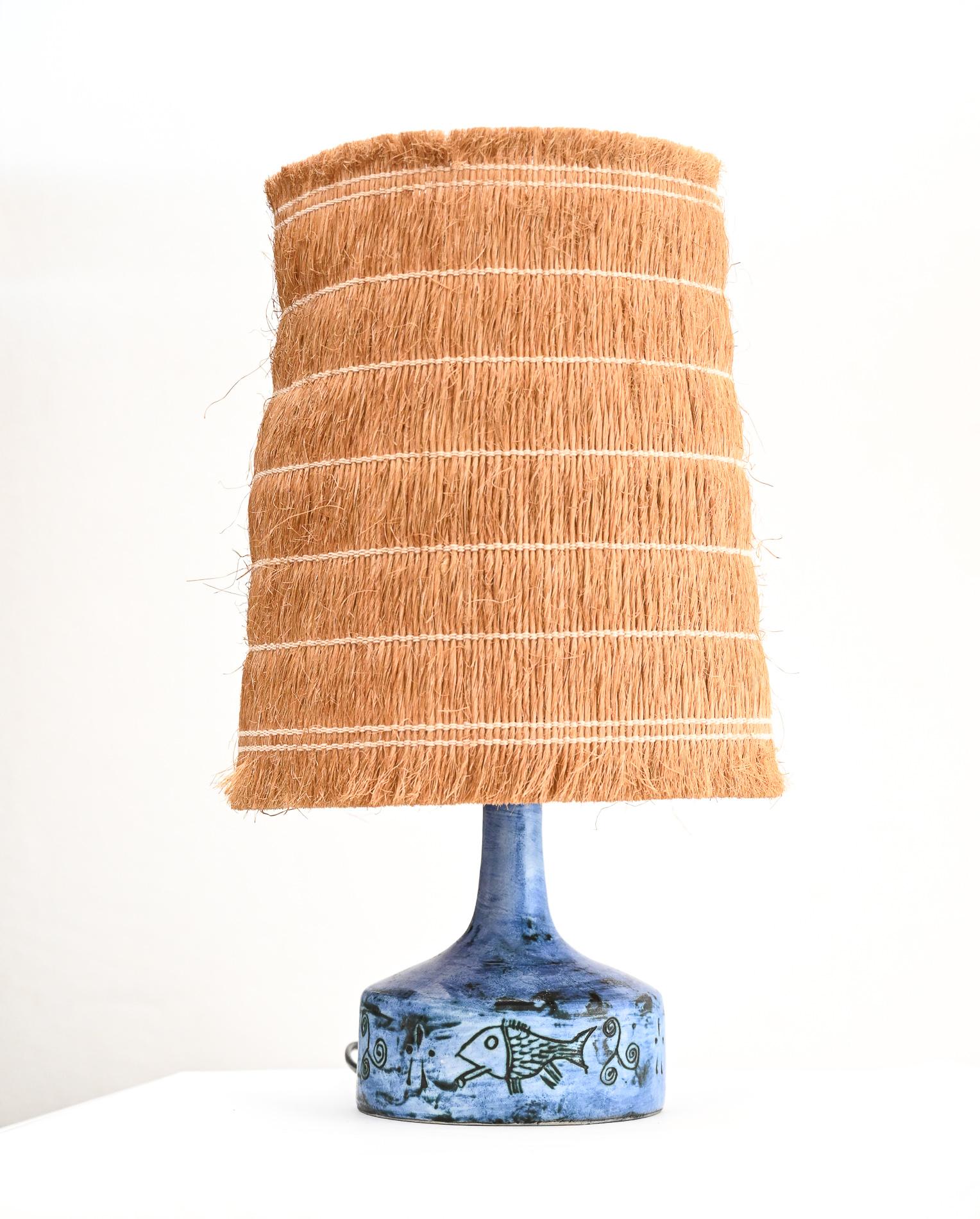Blue Ceramic Jacques Blin Table Lamp In Good Condition In Henley-on Thames, Oxfordshire