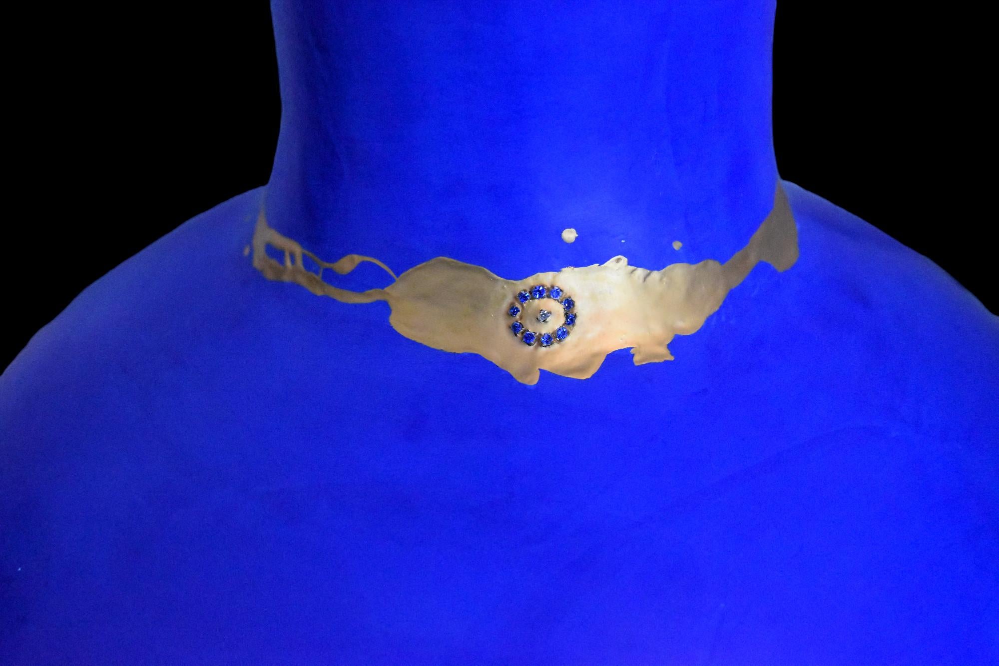 Vasetti di ceramica blu con strass In condizioni Nuovo in vendita a MEAUX, FR