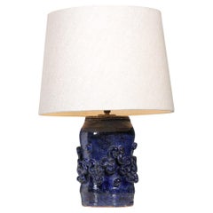 Vintage Blue Ceramic Lamp Base Jean Austruy 50's - G446