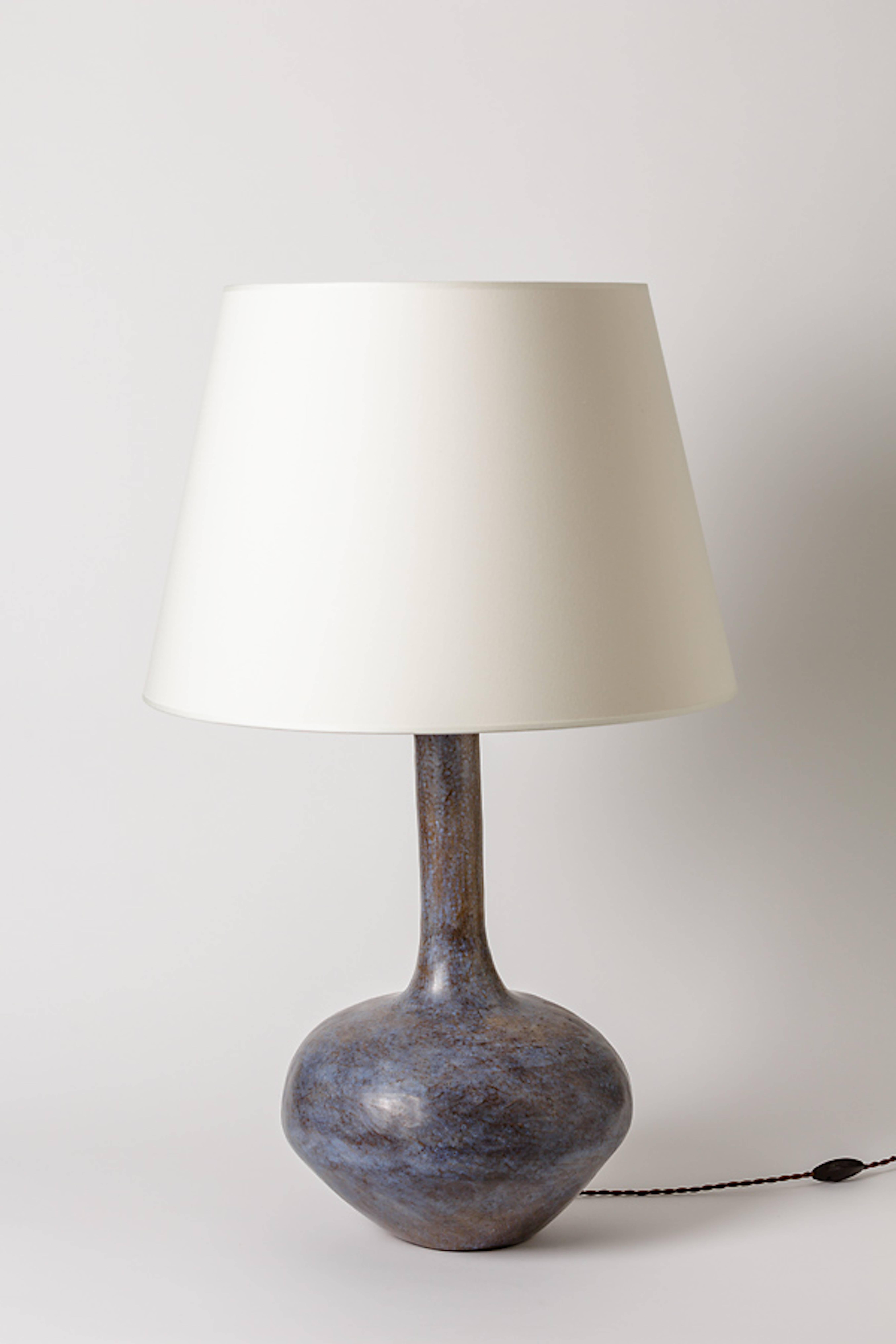 French handmade ceramic table lamp

Important ceramic lamp signed under the base

Original 20th midcentury design

unique piece , circa 1970

Elegant light grey or blue ceramic glaze color

Electric system is new

Sold without lamp shade