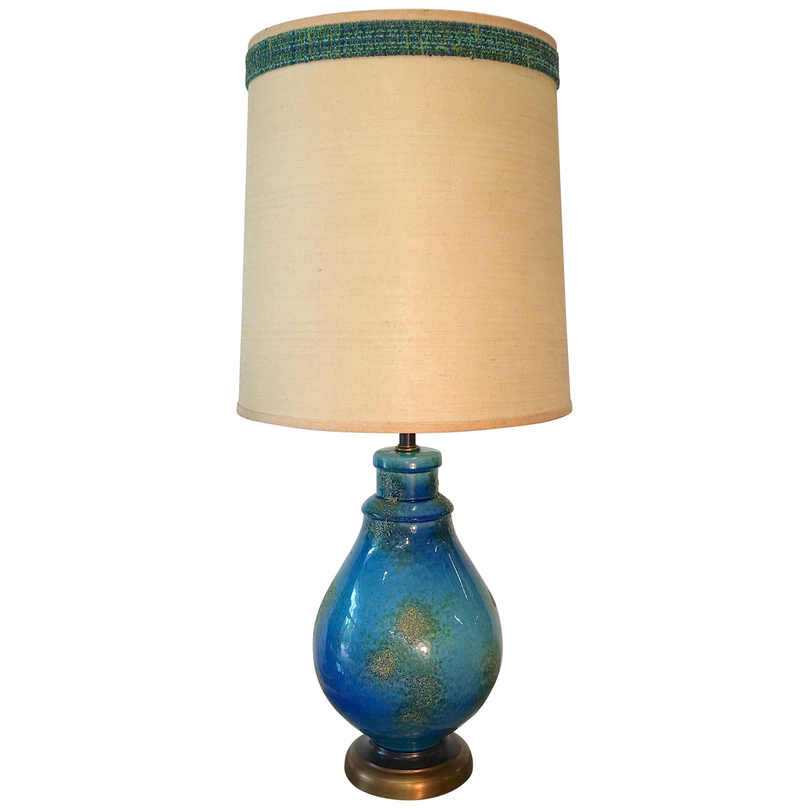 Blaue Keramiklampe im Angebot