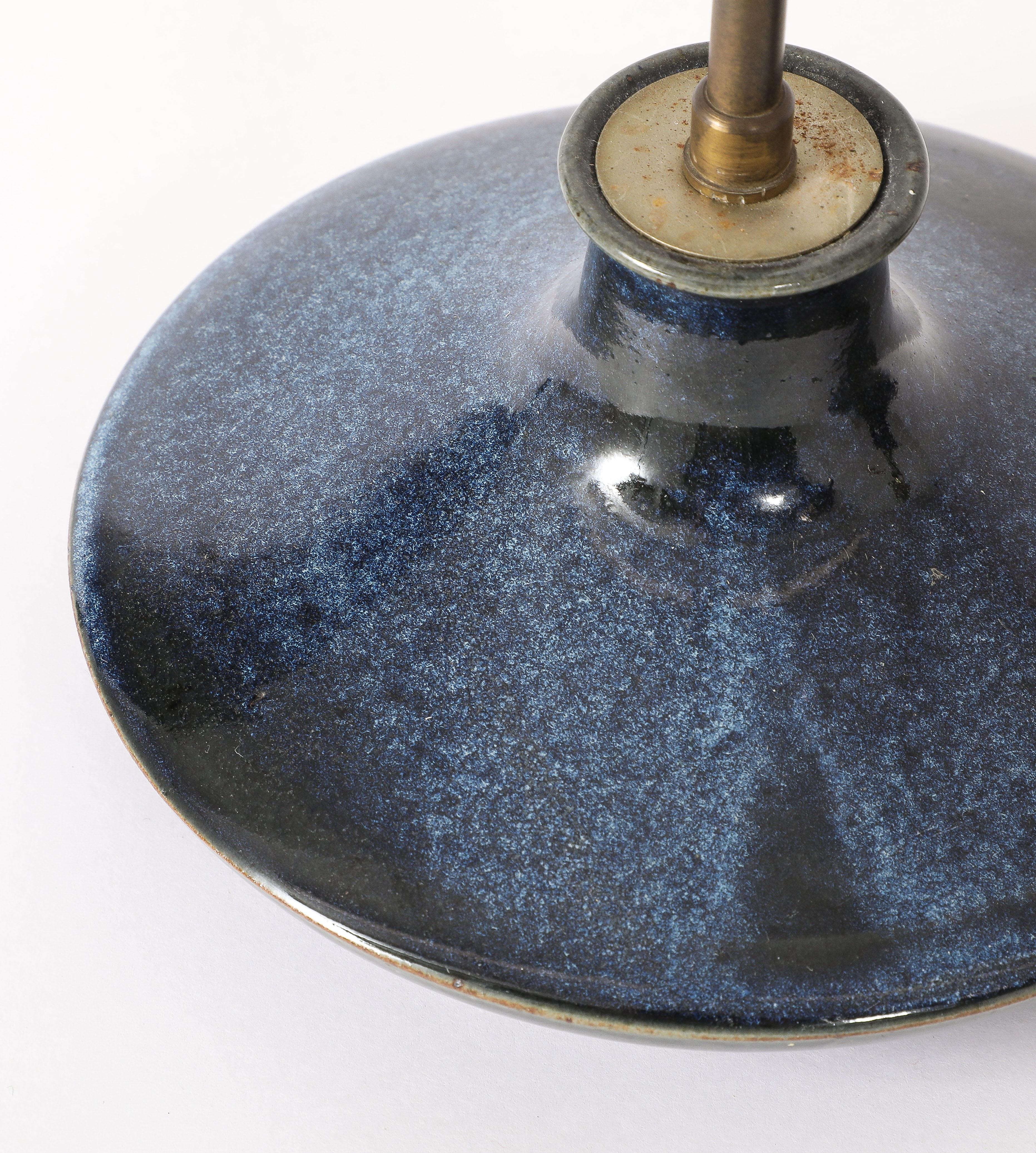 Lampes en céramique bleue, France, années 1970 en vente 5