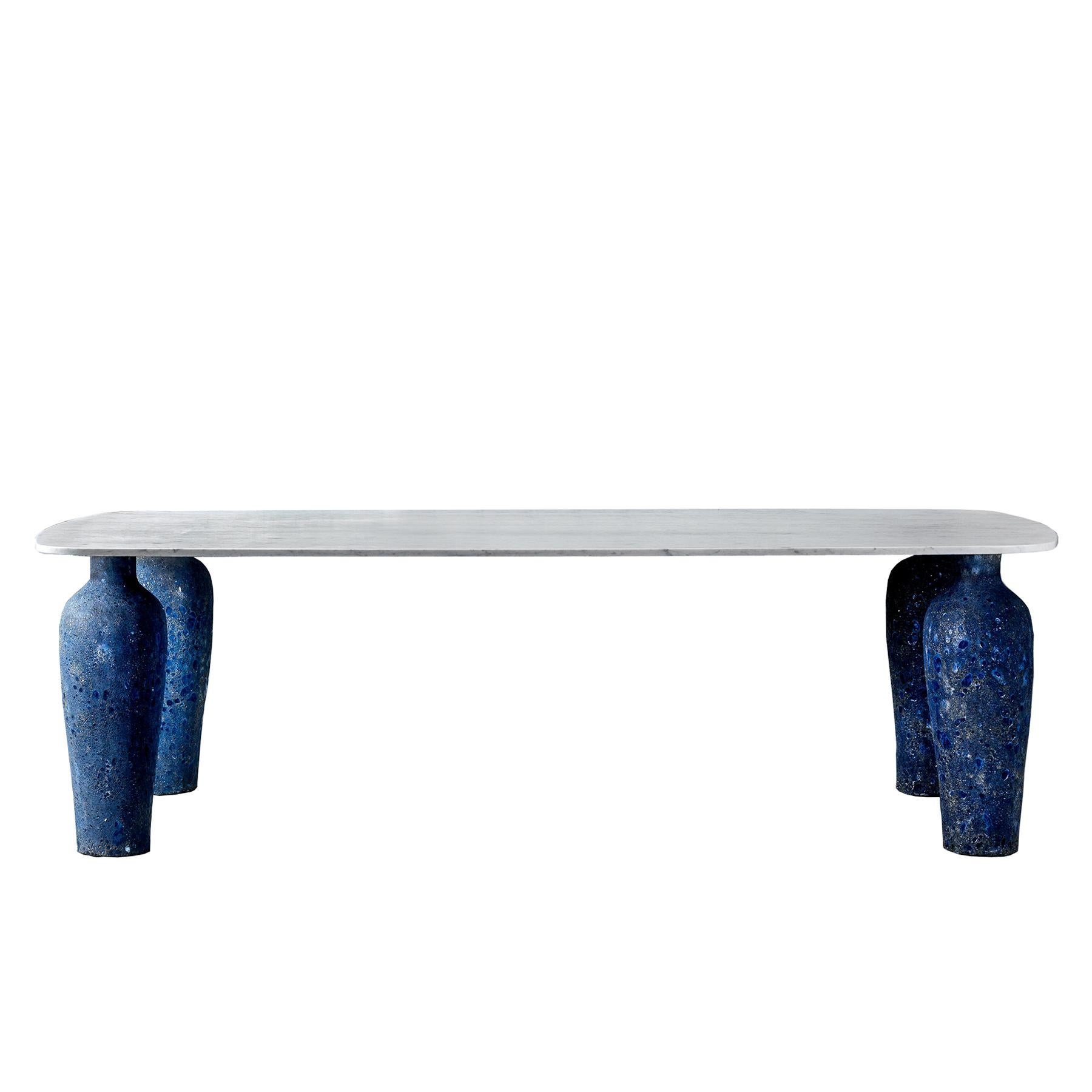 Blue Ceramic Long Dining Table