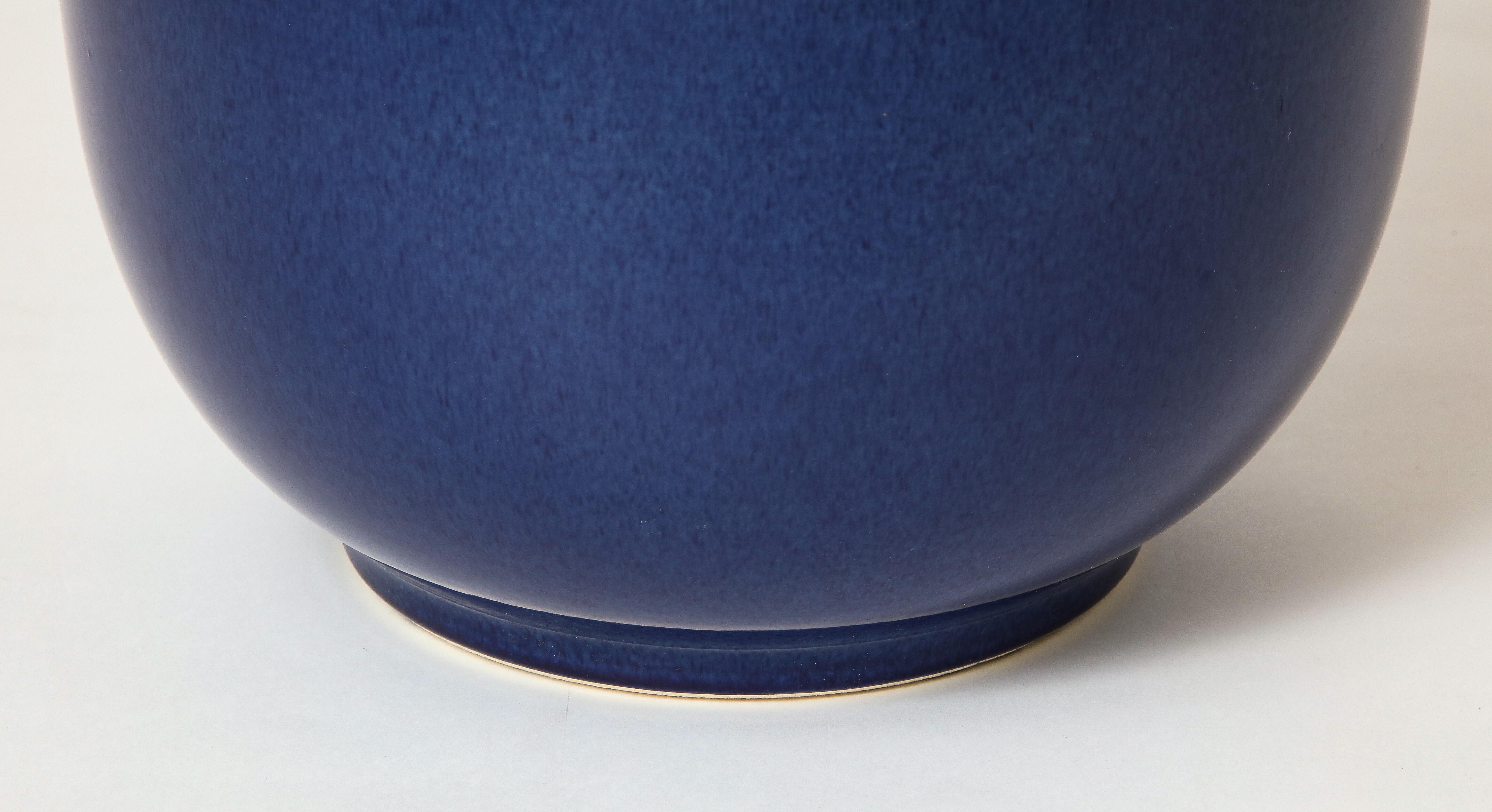 Blue Ceramic Lotte & Gunnar Bostlund Lamp In Good Condition In New York, NY