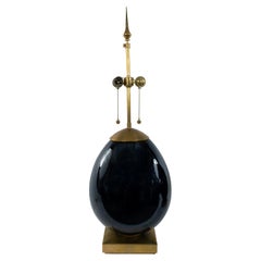 Vintage Blue Ceramic Modernist-Style Table Lamp
