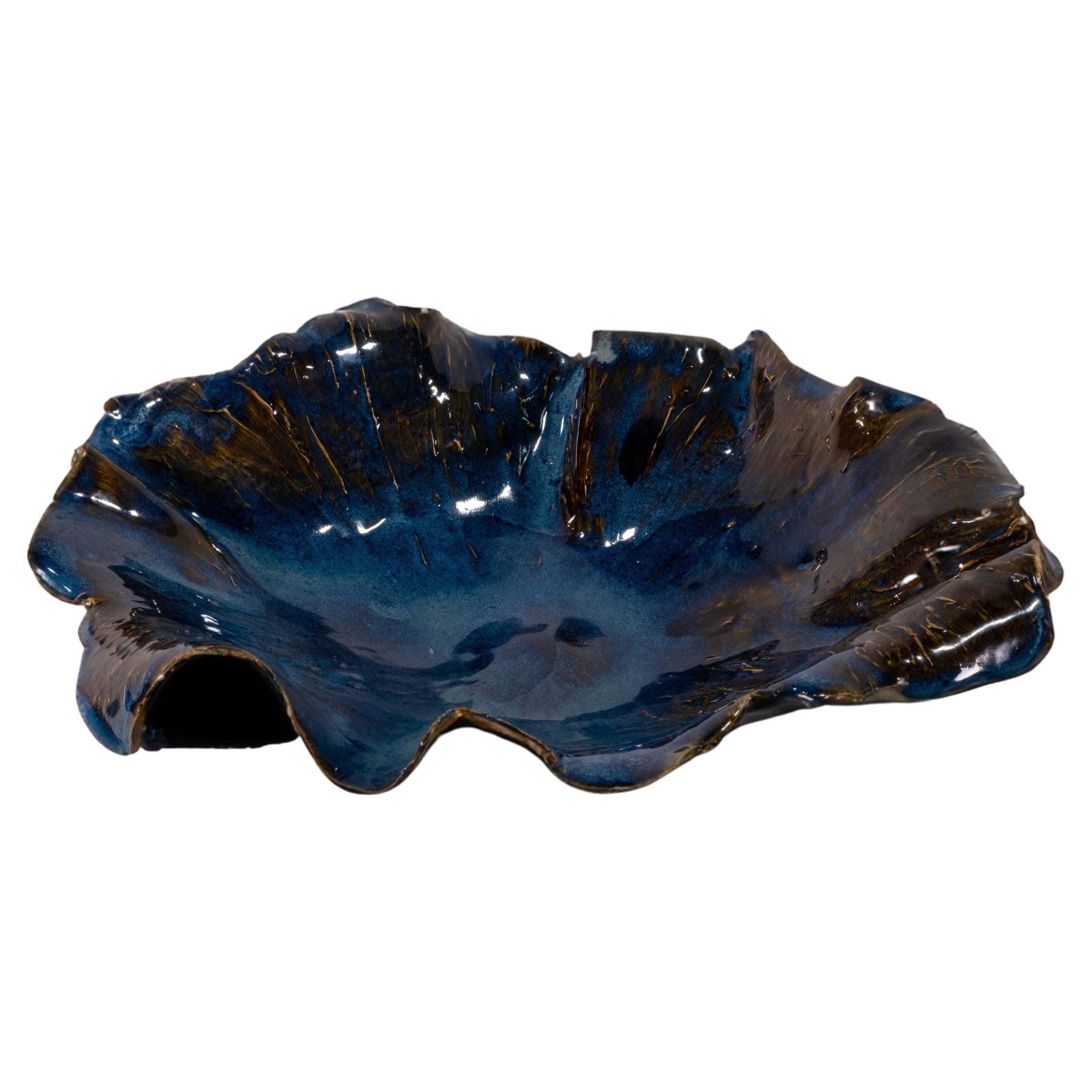 Blue Ceramic Serving Bowl For Sale