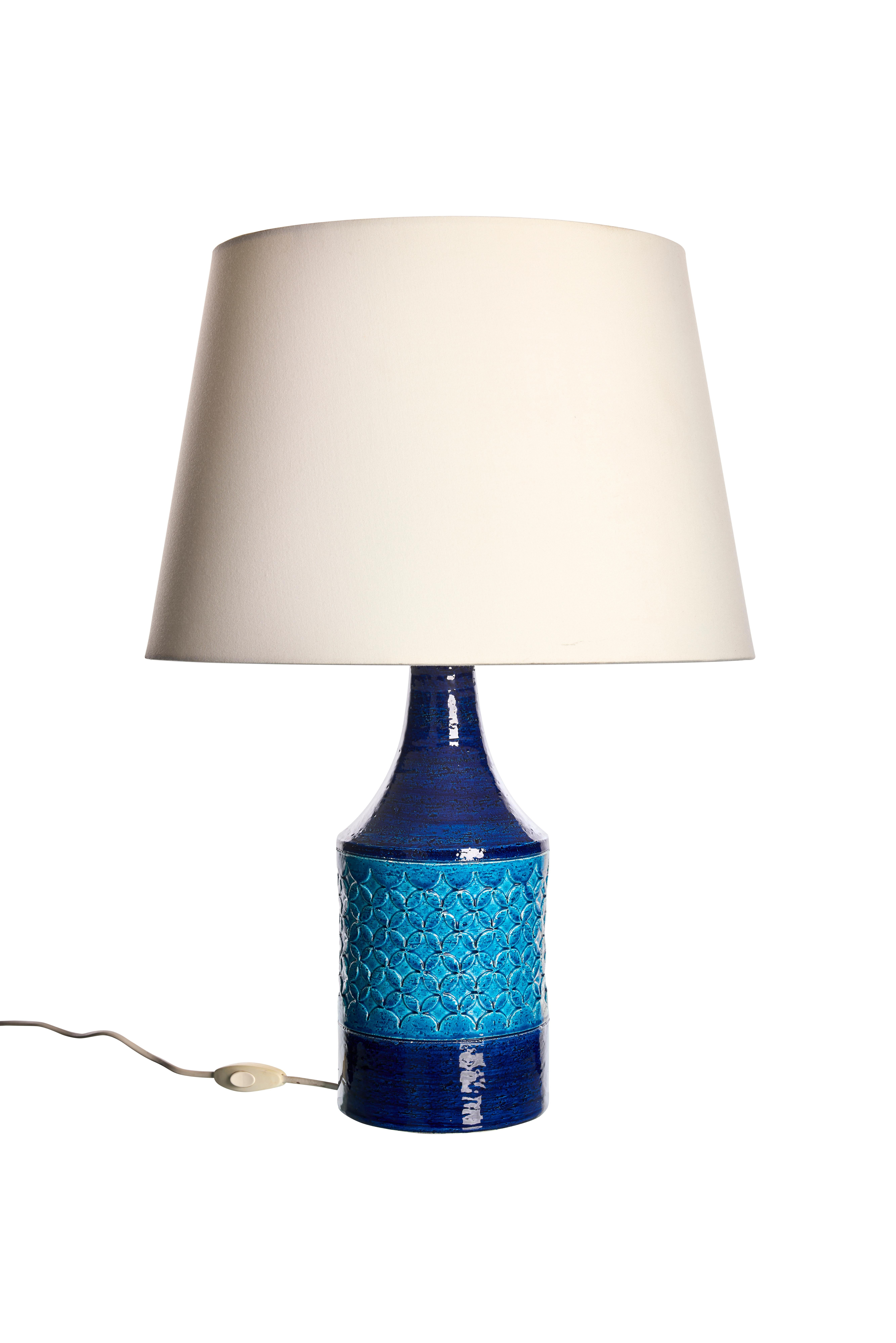 Mid-Century moderno Lampada da tavolo in ceramica blu, Bitossi, Italia, anni '60 in vendita