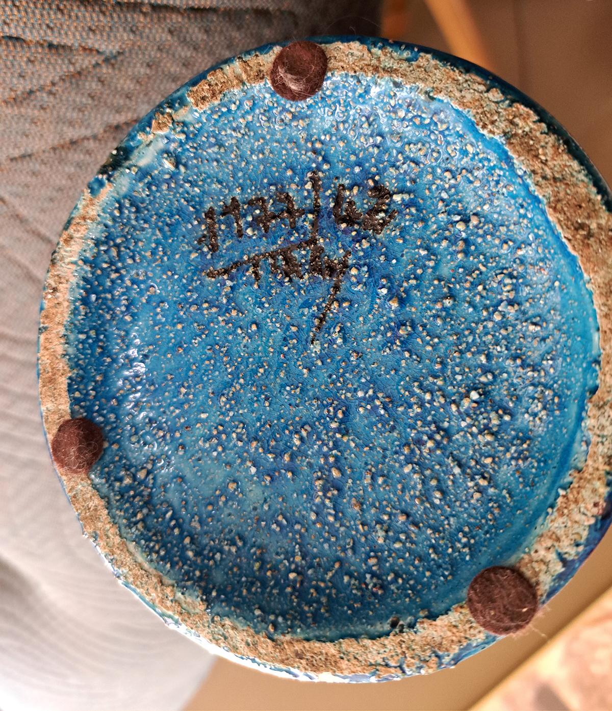 Blue Ceramic table lamp by Aldo Londi for Bitossi, 1960s For Sale 8