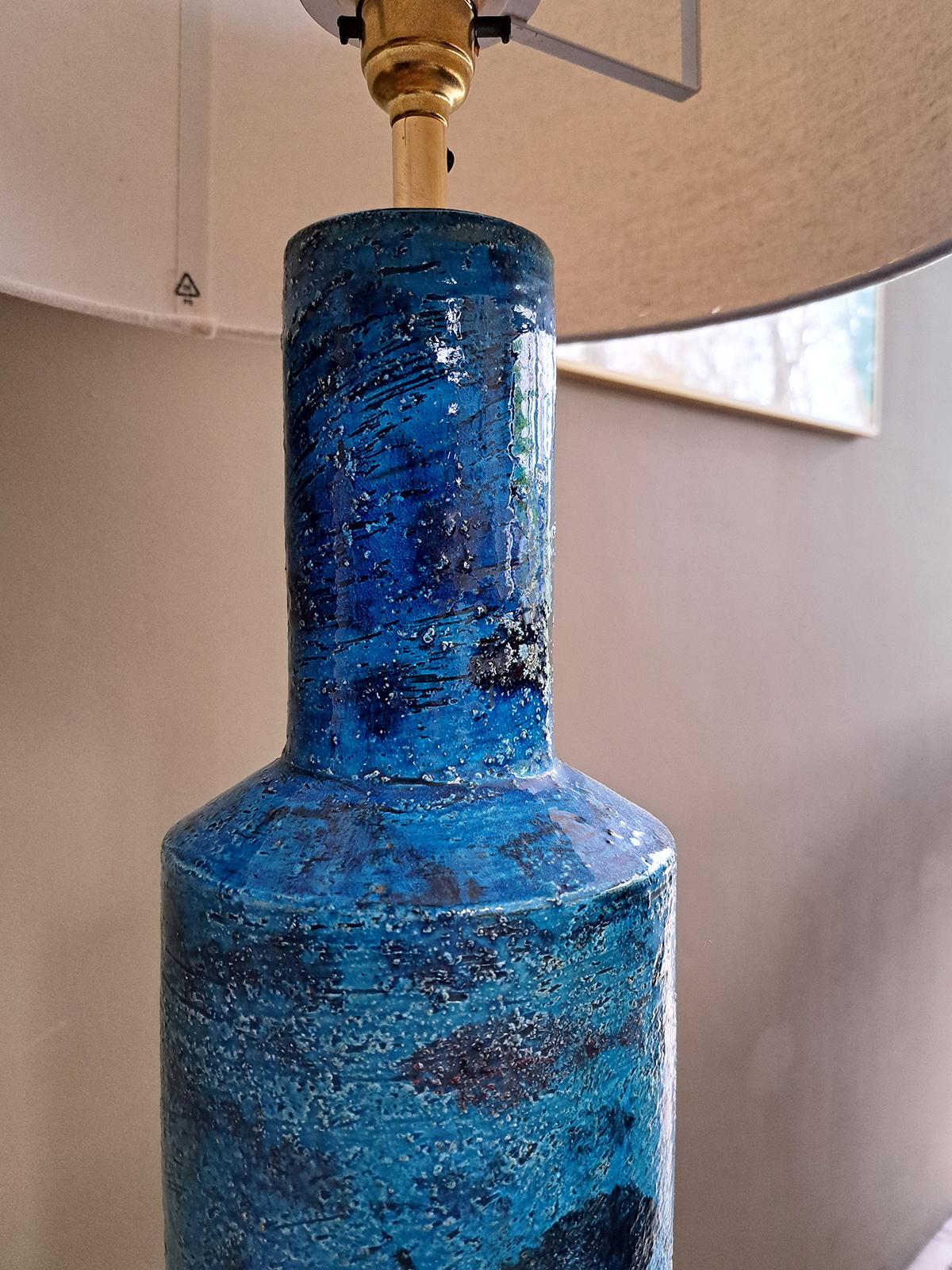 Blue Ceramic table lamp by Aldo Londi for Bitossi, 1960s  For Sale 1