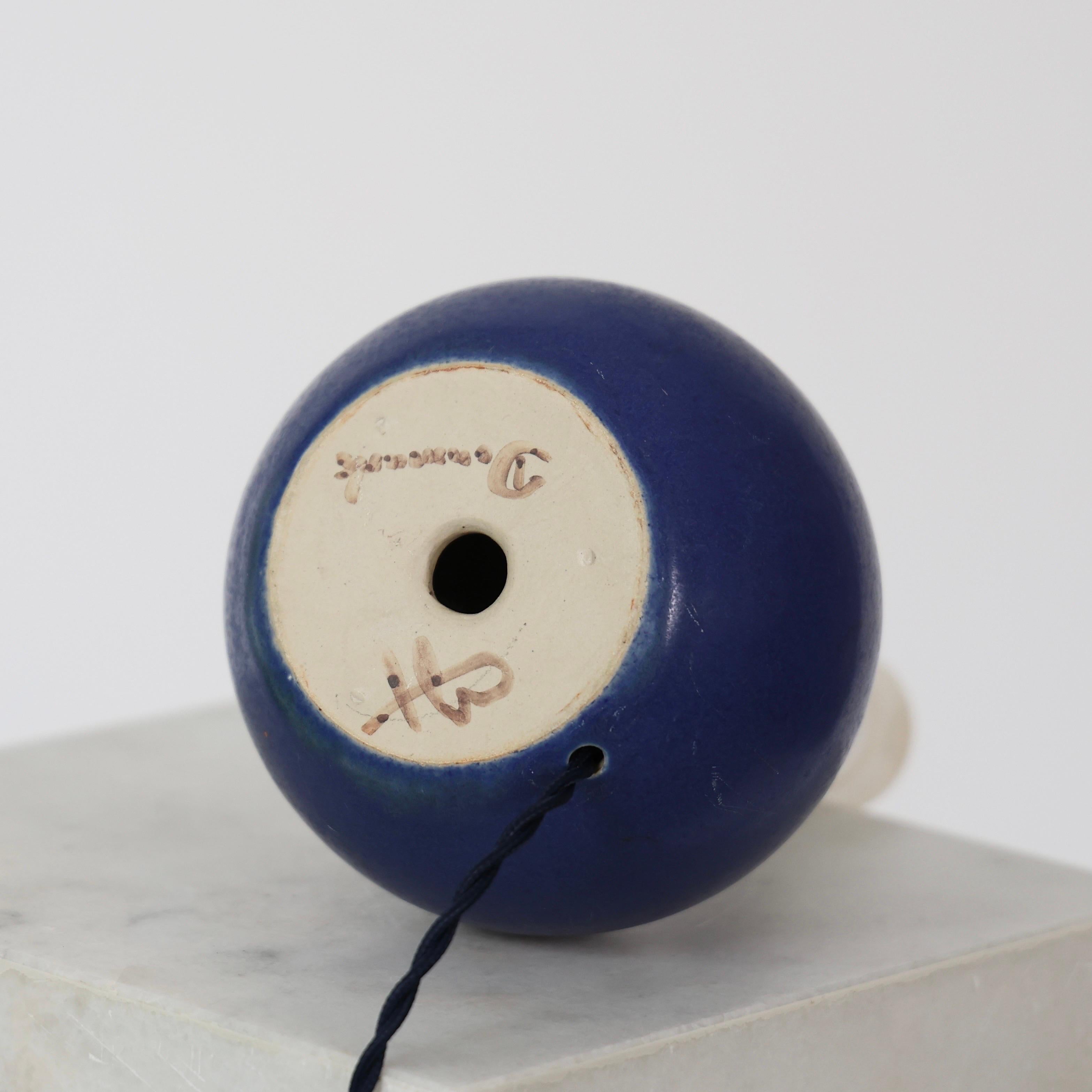 Lampe de table en céramique bleue par Eigil Hindrichsen, années 1950, Danemark en vente 2