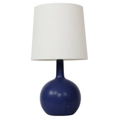 Lampe de table en céramique bleue par Eigil Hindrichsen, années 1950, Danemark