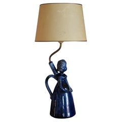 Blue ceramic table lamp